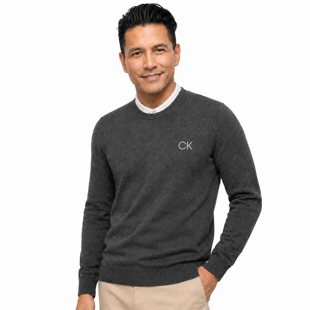 Calvin Klein Uomo Maglione Golf Girocollo - Antracite - 4XL - immagine 6