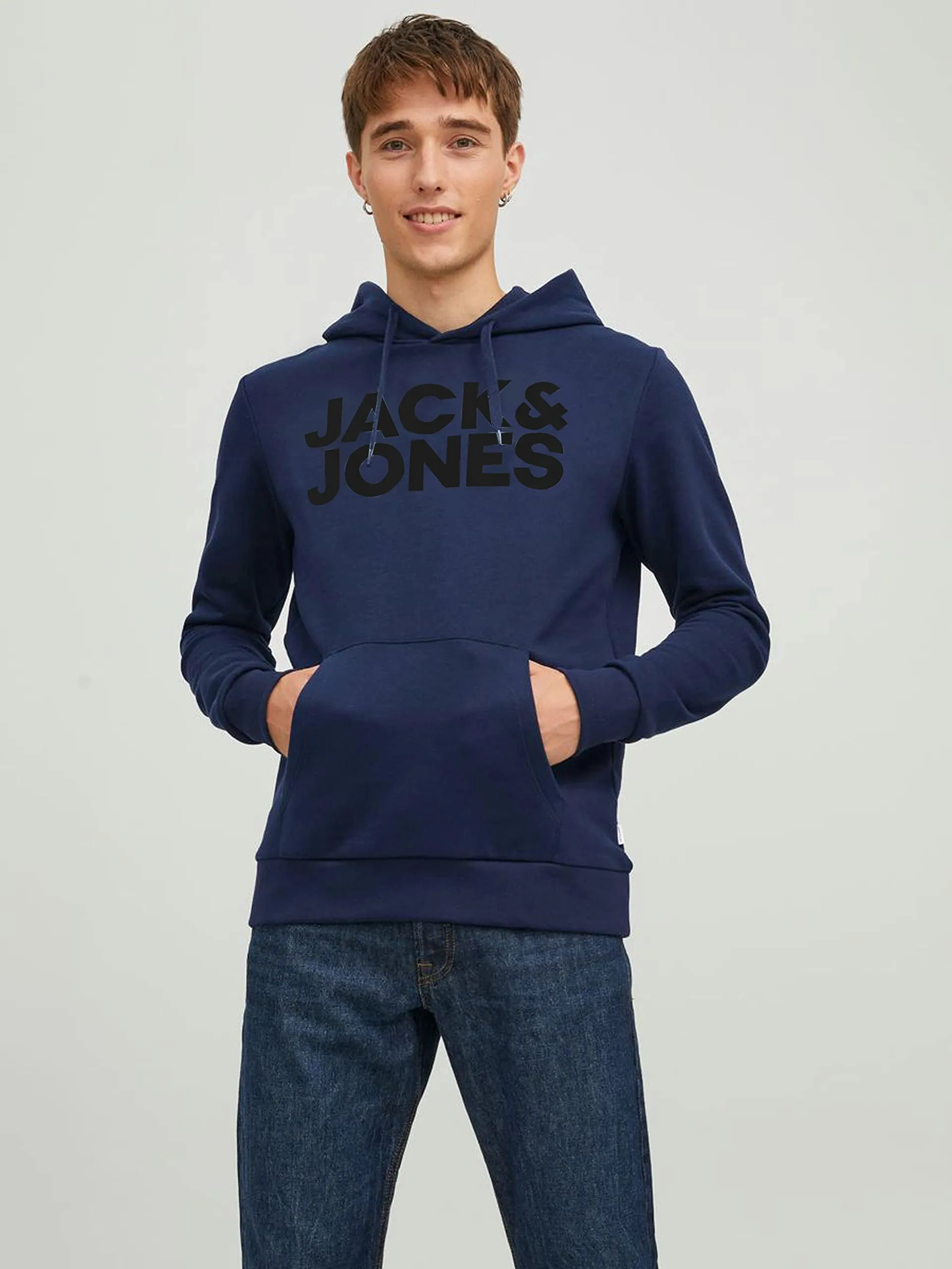 Jack & Jones Jjecorp - Felpa con Cappuccio da Uomo con Logo (Confezione da - immagine 2