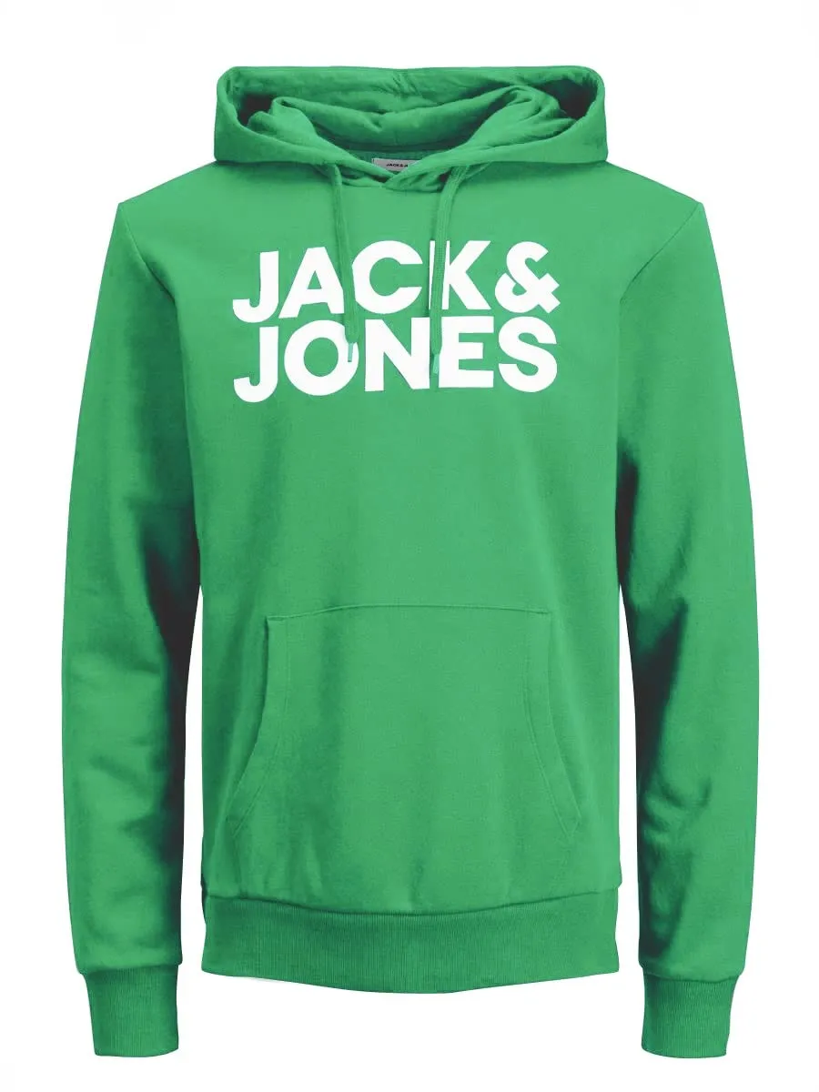 JACK & JONES Felpa con Cappuccio da Uomo con Logo Corp, Islanda Green/Print White, XXXL - immagine 1
