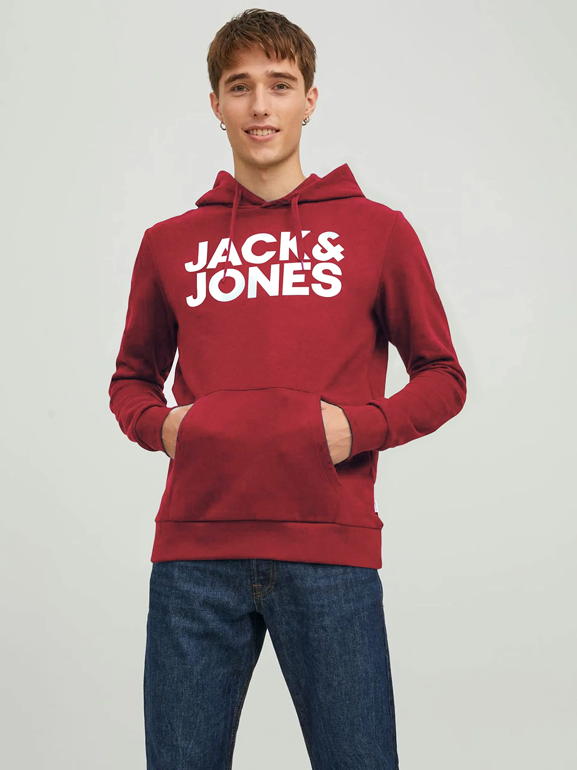 Jack & Jones Jjecorp - Felpa con Cappuccio da Uomo con Logo (Confezione da - immagine 2