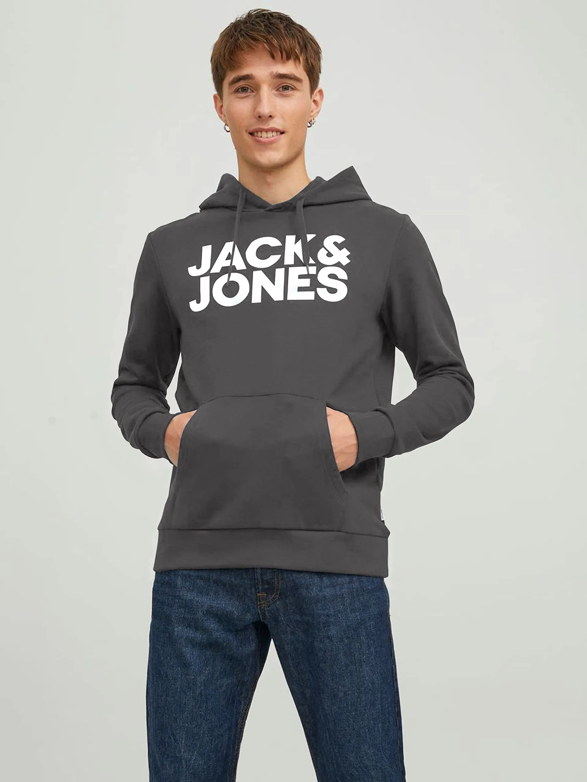 Jack & Jones Jjecorp - Felpa con Cappuccio da Uomo con Logo (Confezione da - immagine 2