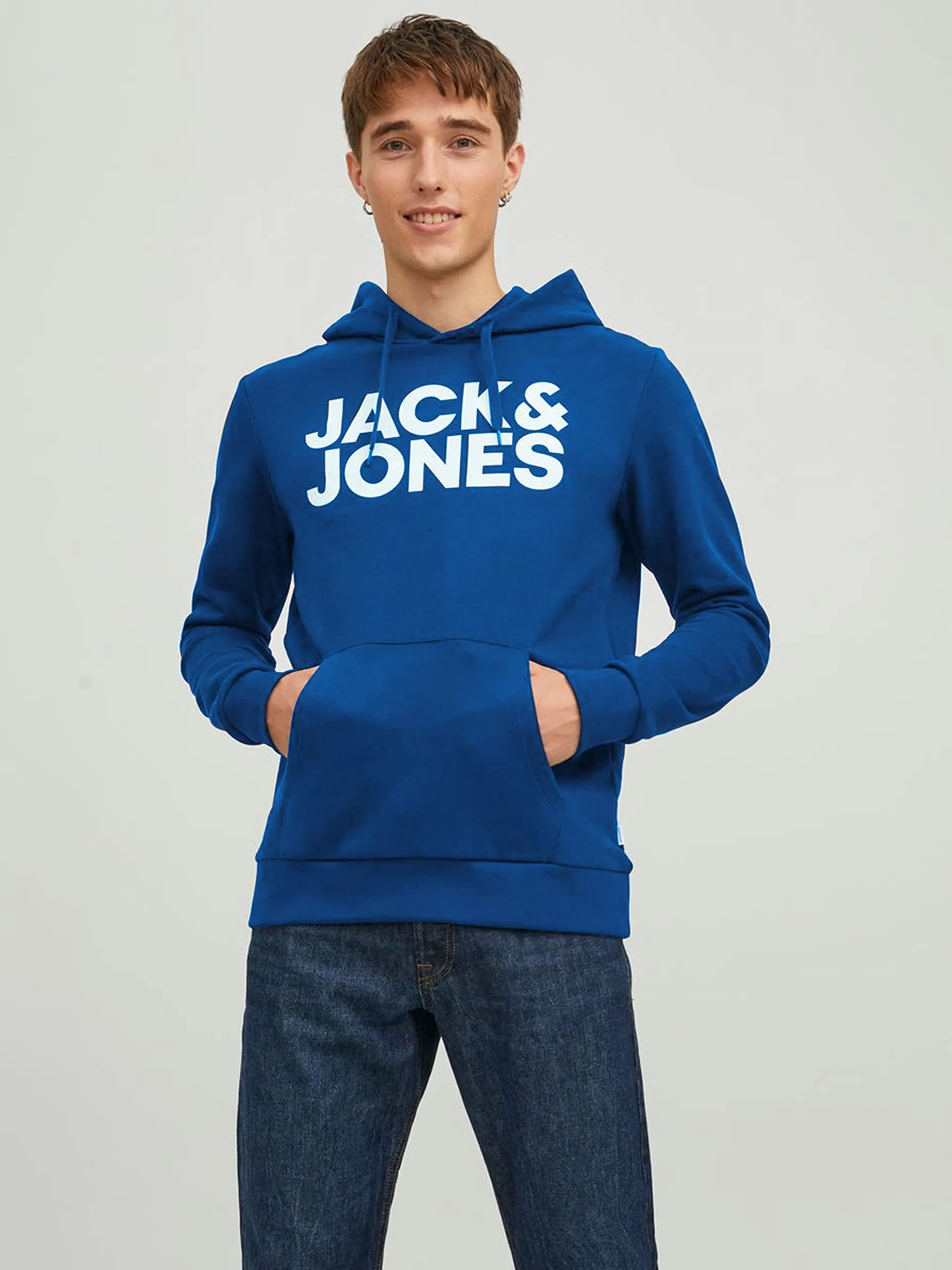 Jack & Jones Jjecorp - Felpa con Cappuccio da Uomo con Logo (Confezione da - immagine 2