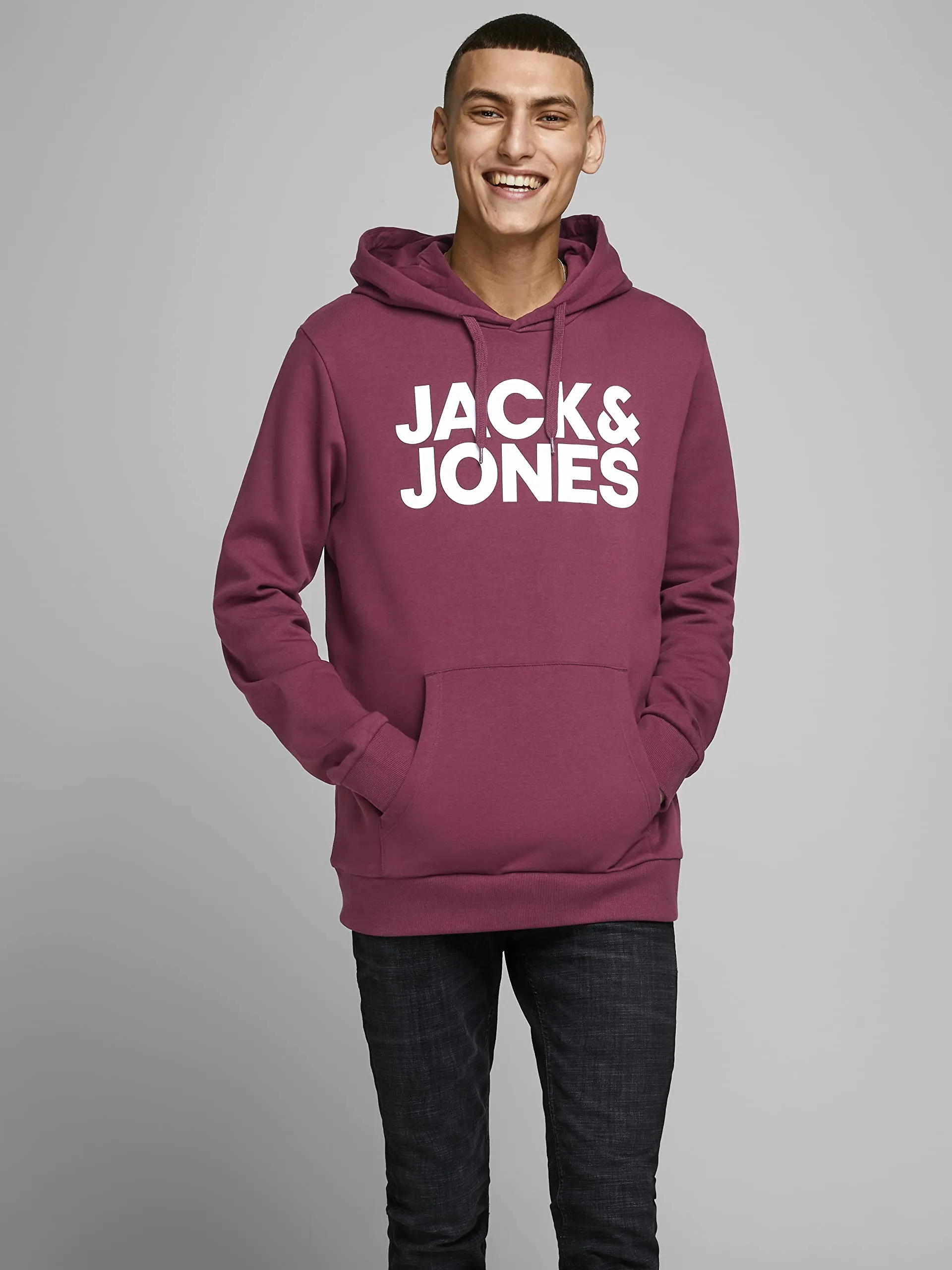 Jack & Jones Jjecorp - Felpa con Cappuccio da Uomo con Logo (Confezione da - immagine 2