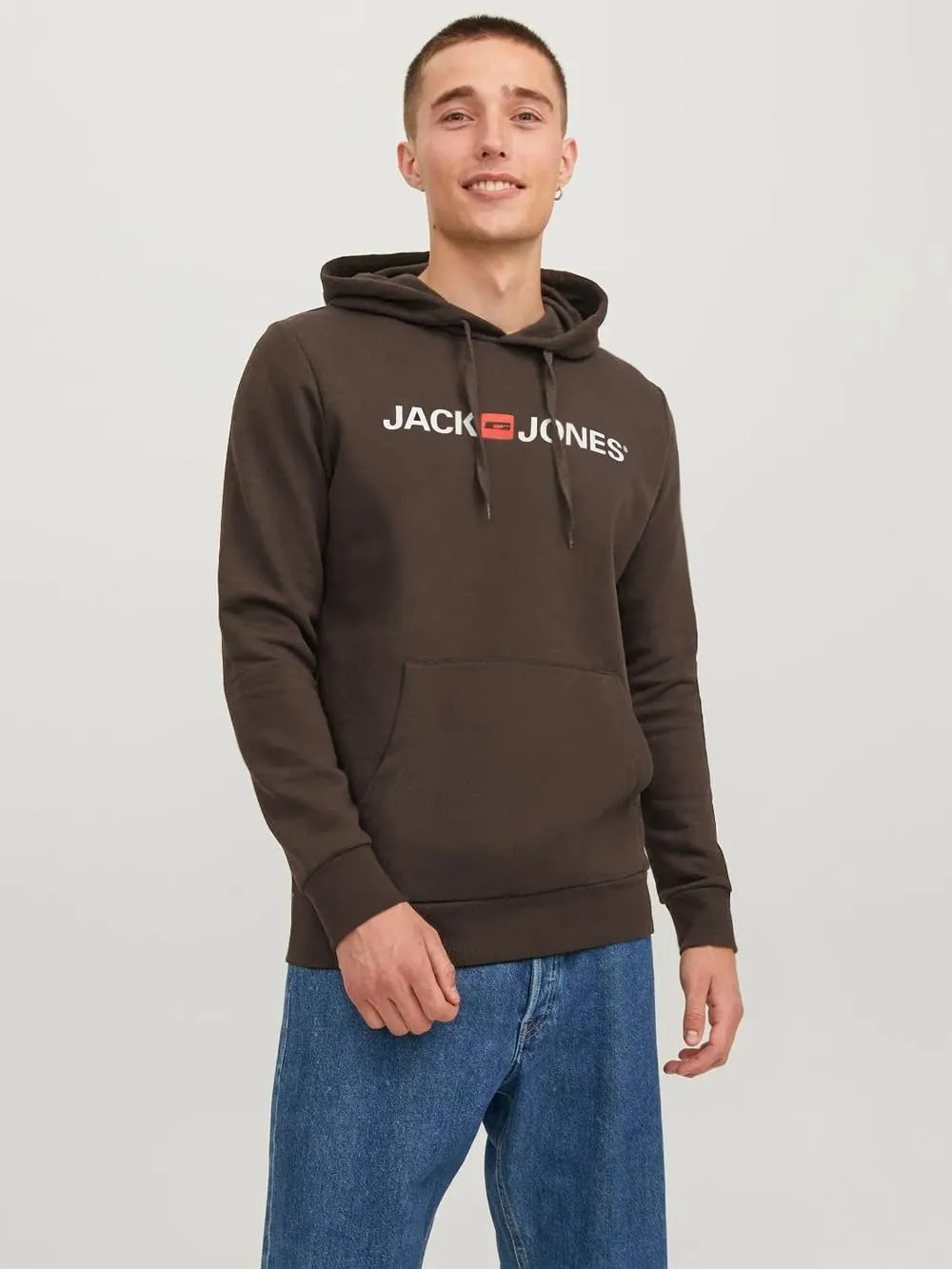 JACK & JONES Felpa con Cappuccio con Logo Male, Marrone (pacciame/Reg Fit), XS - immagine 2