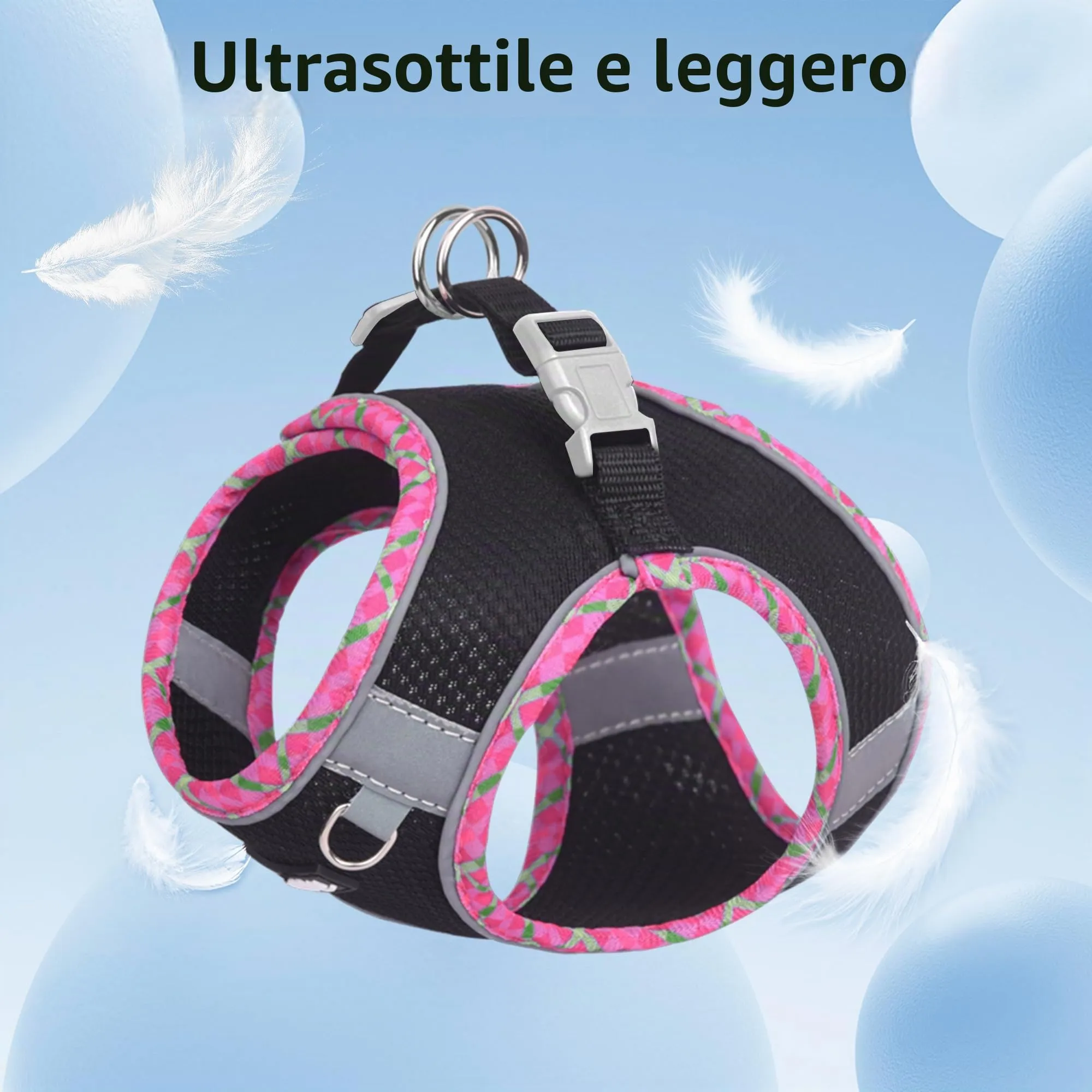 AIITLE Pettorina per cani anti-fuga, gilet anti-tiro con guinzaglio, strisce riflettenti, imbracature regolabili per animali domestici all'aperto per cani di taglia media, Nero XXS - immagine 4