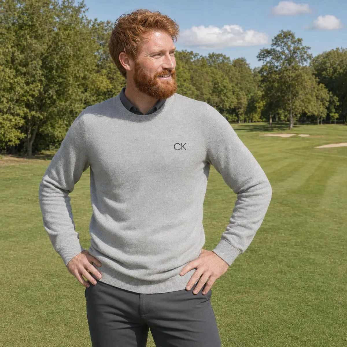 Calvin Klein Uomo Maglione Golf Girocollo - Argento - M - immagine 2