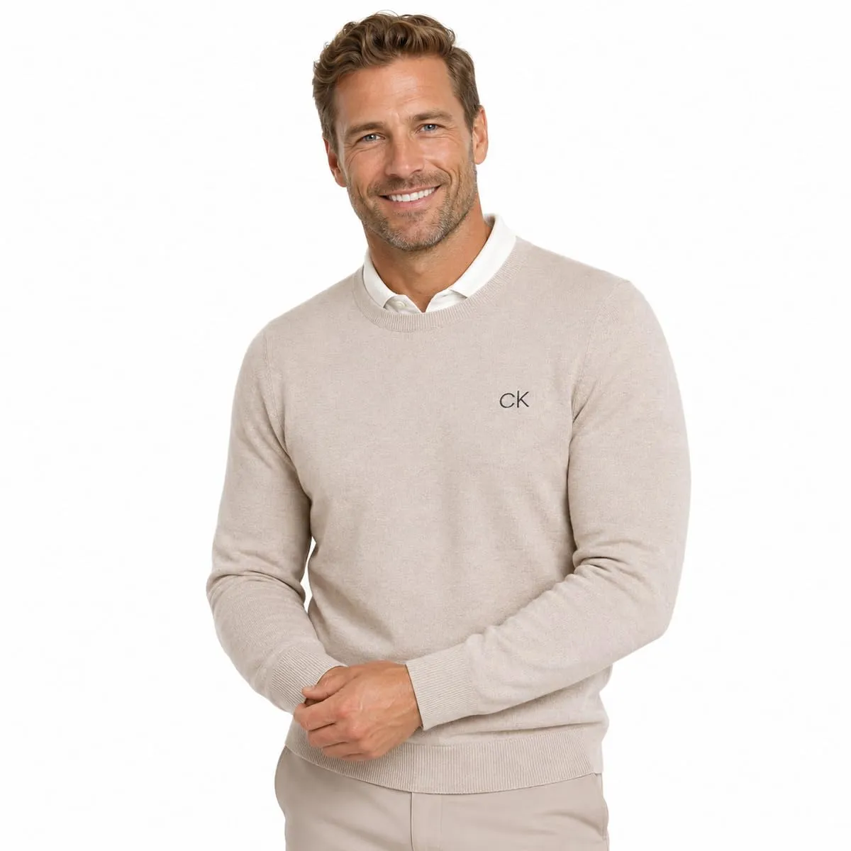 Calvin Klein Uomo Maglione Golf Girocollo - Latte - 3XL - immagine 2