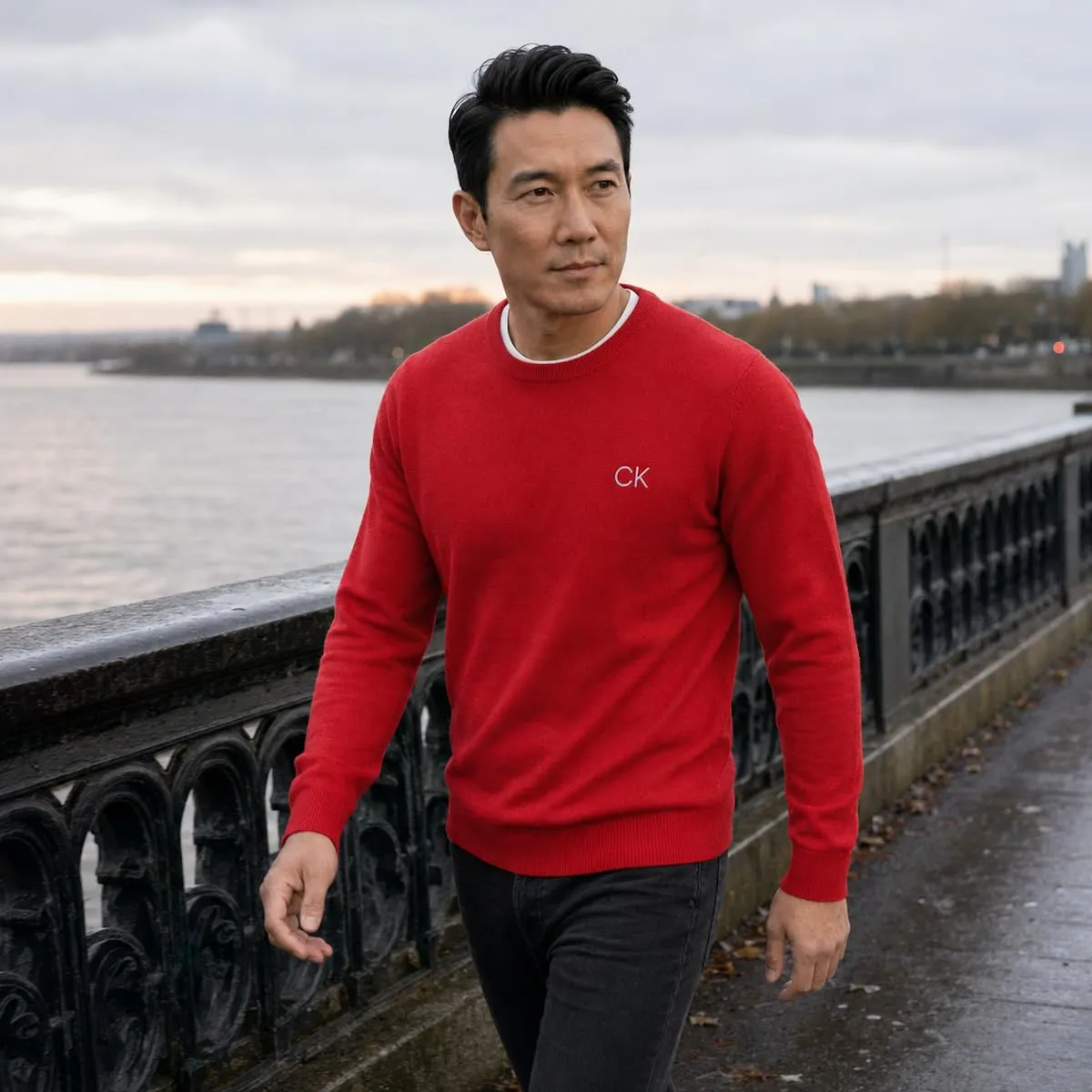 Calvin Klein Uomo Maglione Golf Girocollo - Rosso - M - immagine 5