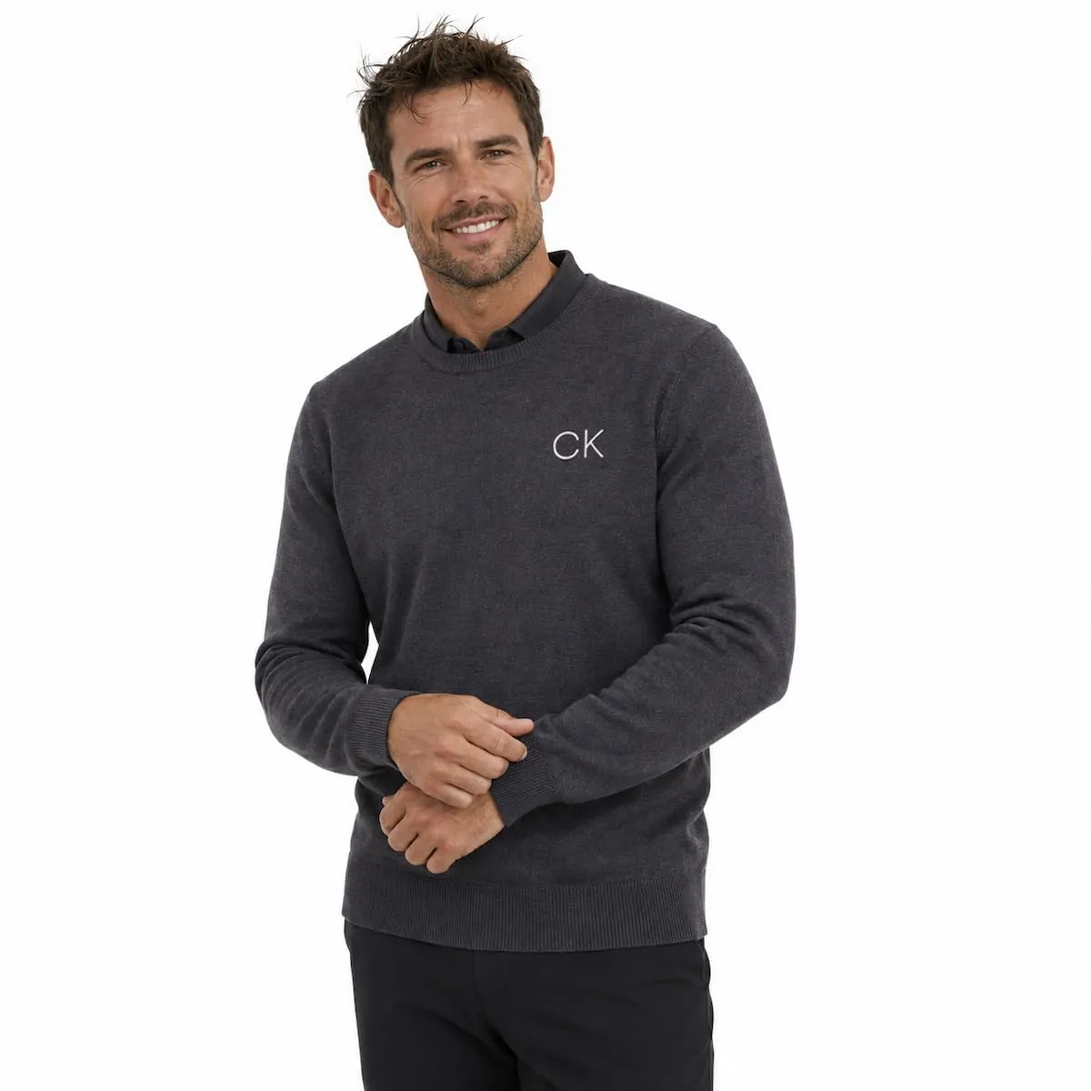 Calvin Klein Uomo Maglione Golf Girocollo - Grigio Acciaio - XL - immagine 6