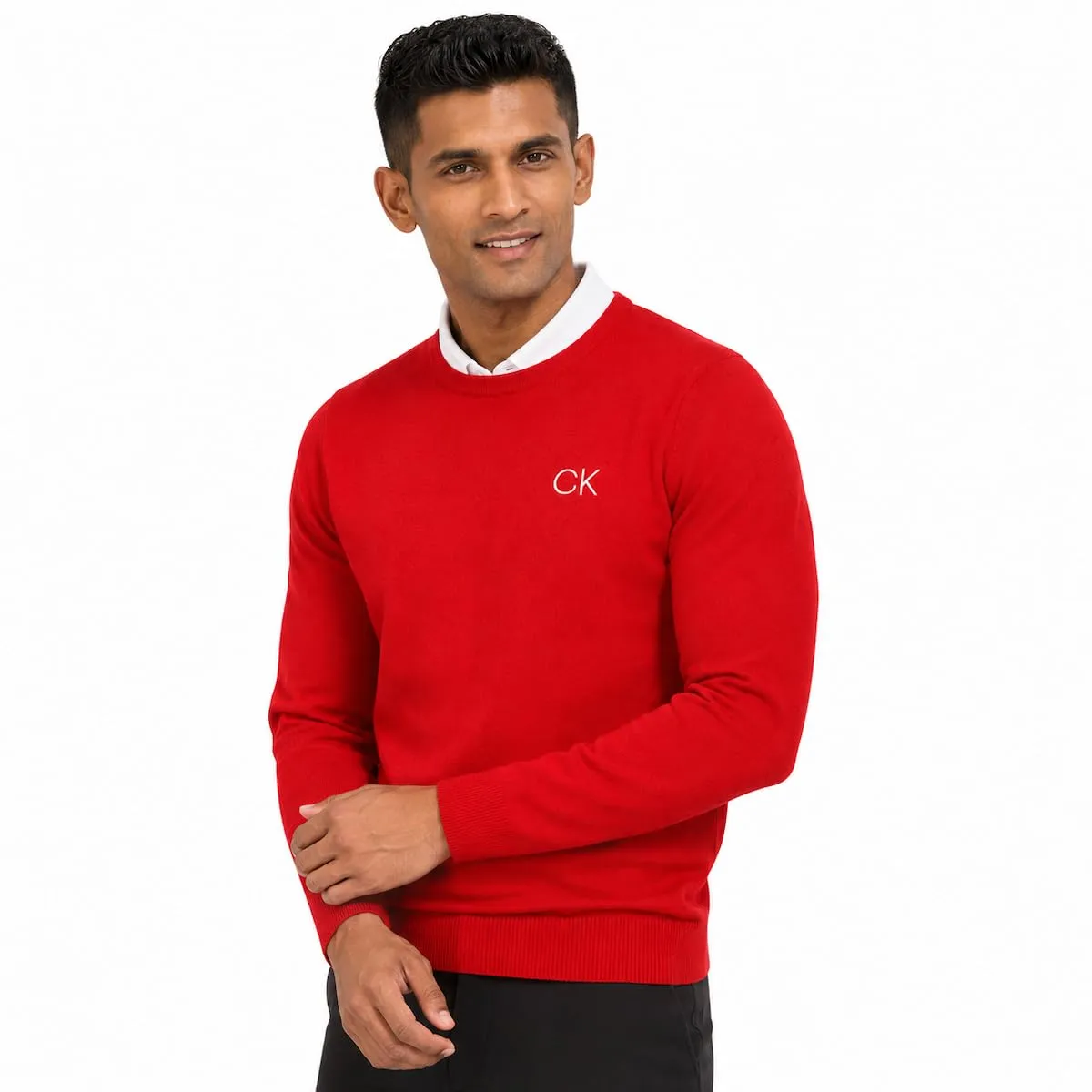 Calvin Klein Uomo Maglione Golf Girocollo - Rosso - S - immagine 6