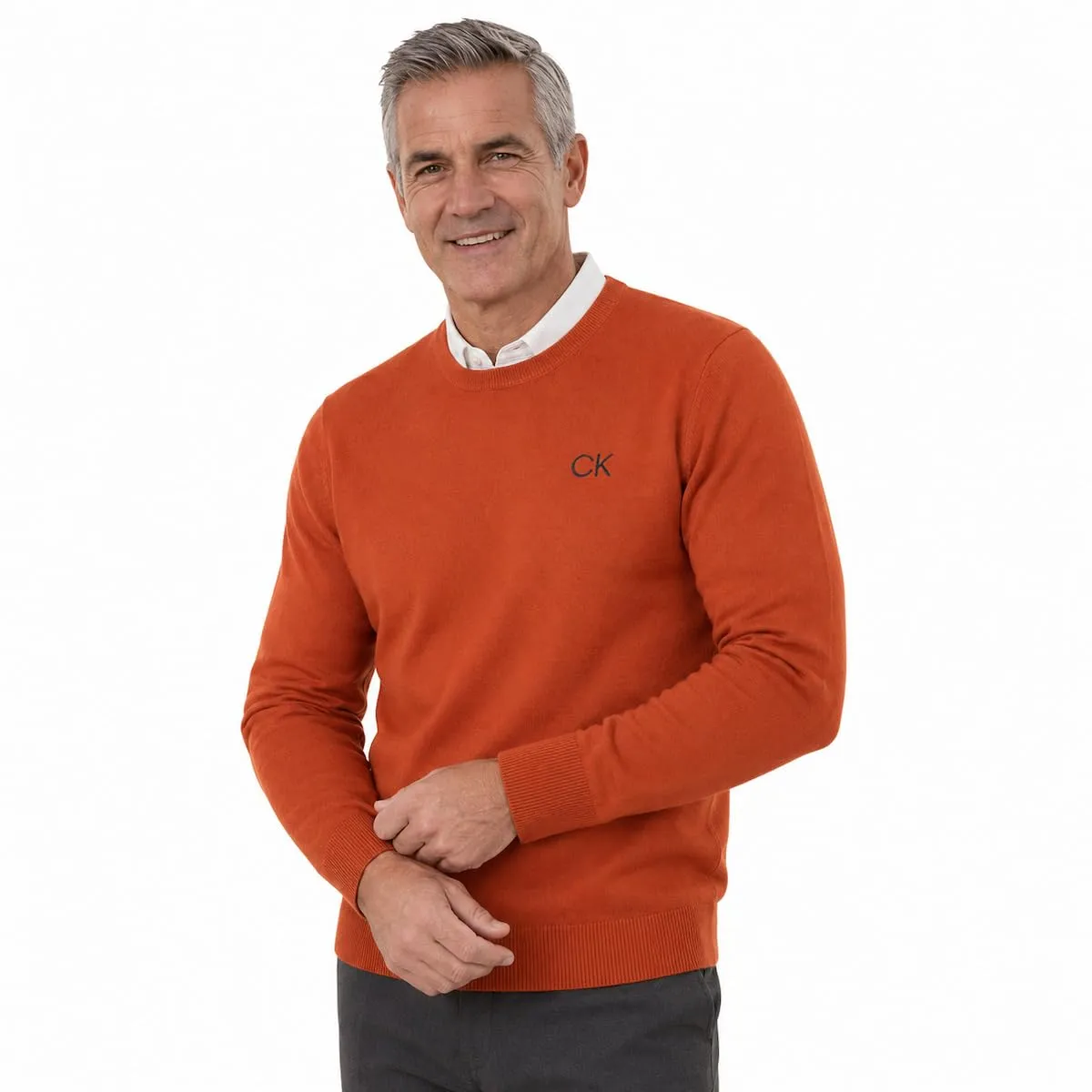 Calvin Klein Uomo Maglione Golf Girocollo - Arancione - S - immagine 6