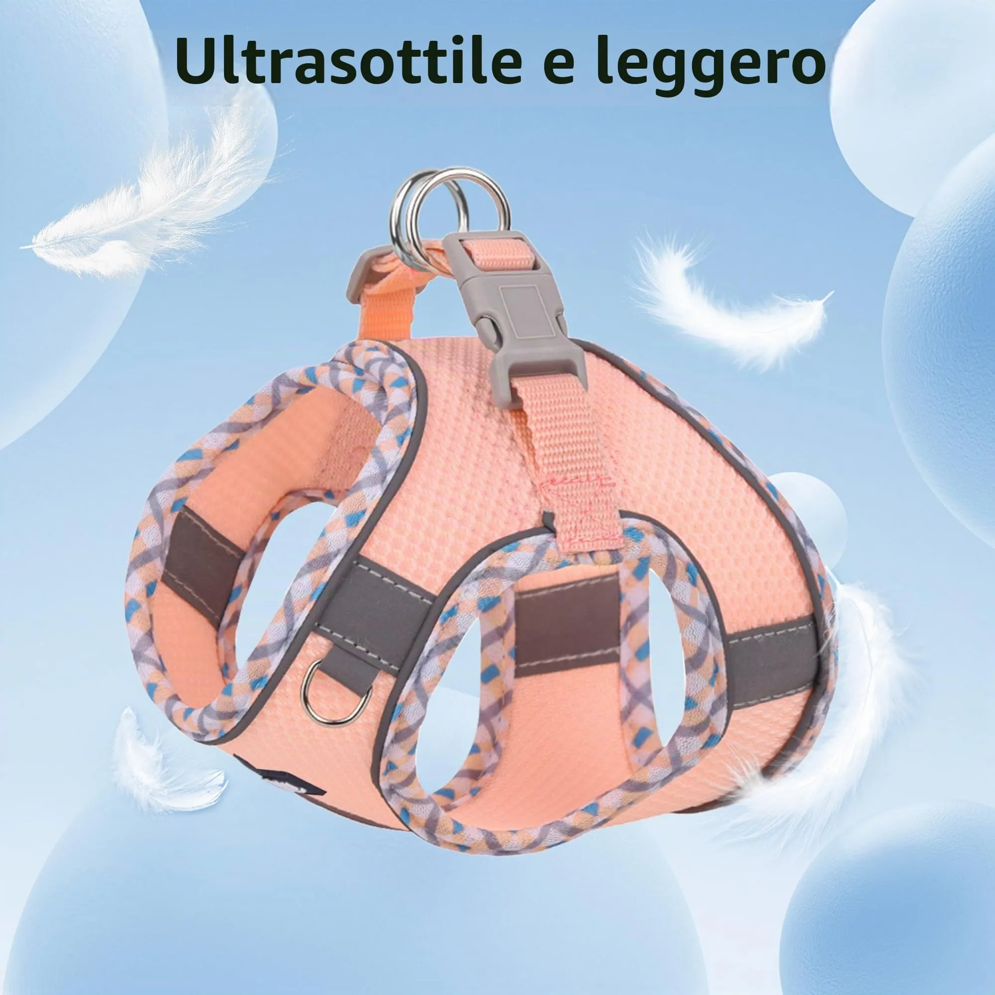 AIITLE Pettorina per cani anti-fuga, gilet anti-tiro con guinzaglio, strisce riflettenti, imbracature regolabili per animali domestici all'aperto per cani di taglia media, Rosa XXS - immagine 6