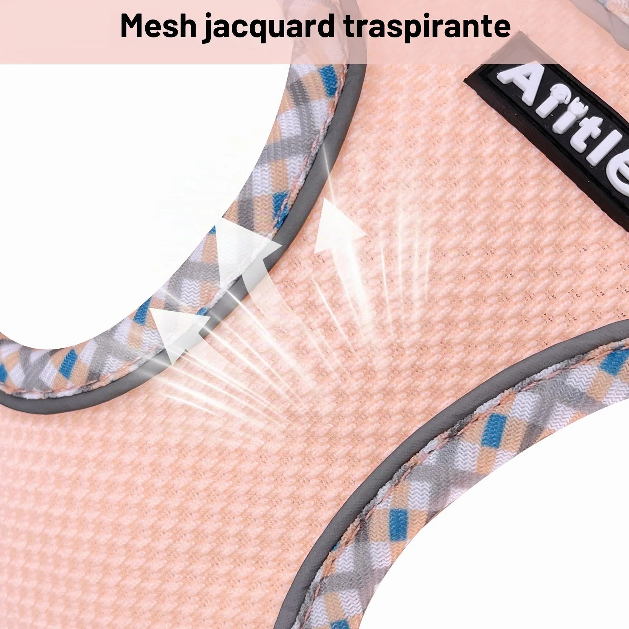 AIITLE Pettorina per cani anti-fuga, gilet anti-tiro con guinzaglio, strisce riflettenti, imbracature regolabili per animali domestici all'aperto per cani di taglia media, Rosa M - immagine 6