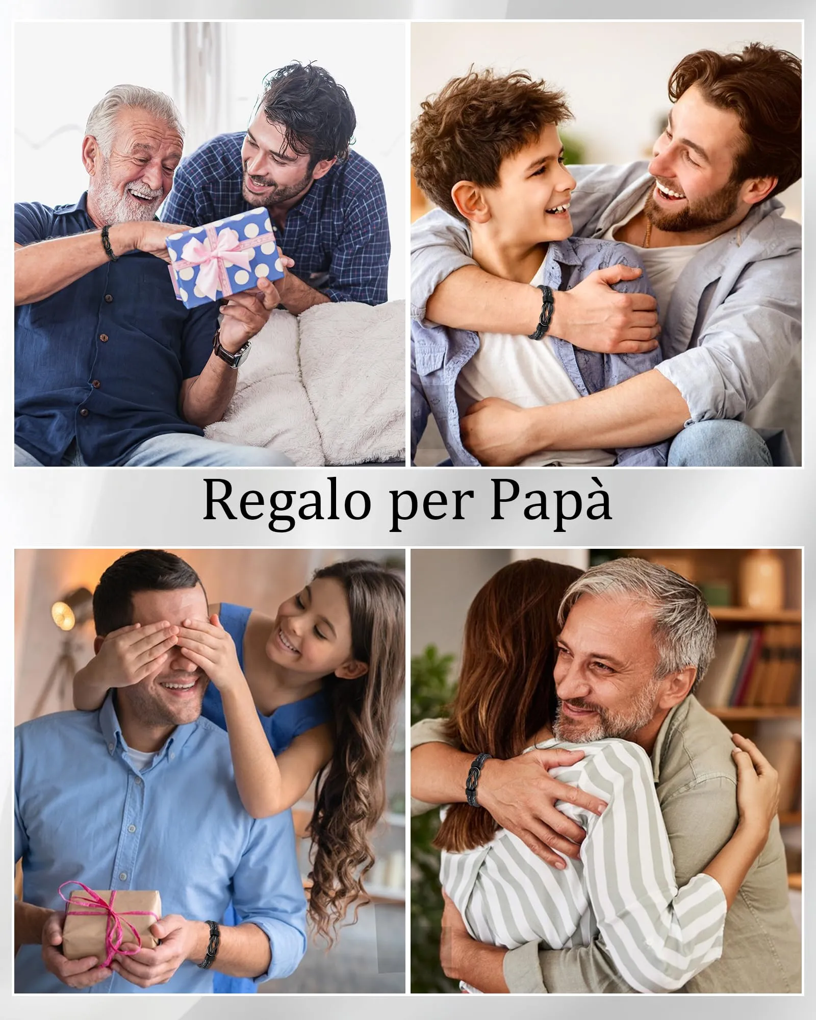 SUNSH Regalo Festa Del Papà Patrigno- Regali di 30 40 50 60 Anni Compleanno Papa - Bracciale Padre Bonus Papa Uomo - Idee Regalo Festa Del Papà Natale San Valentino - immagine 6