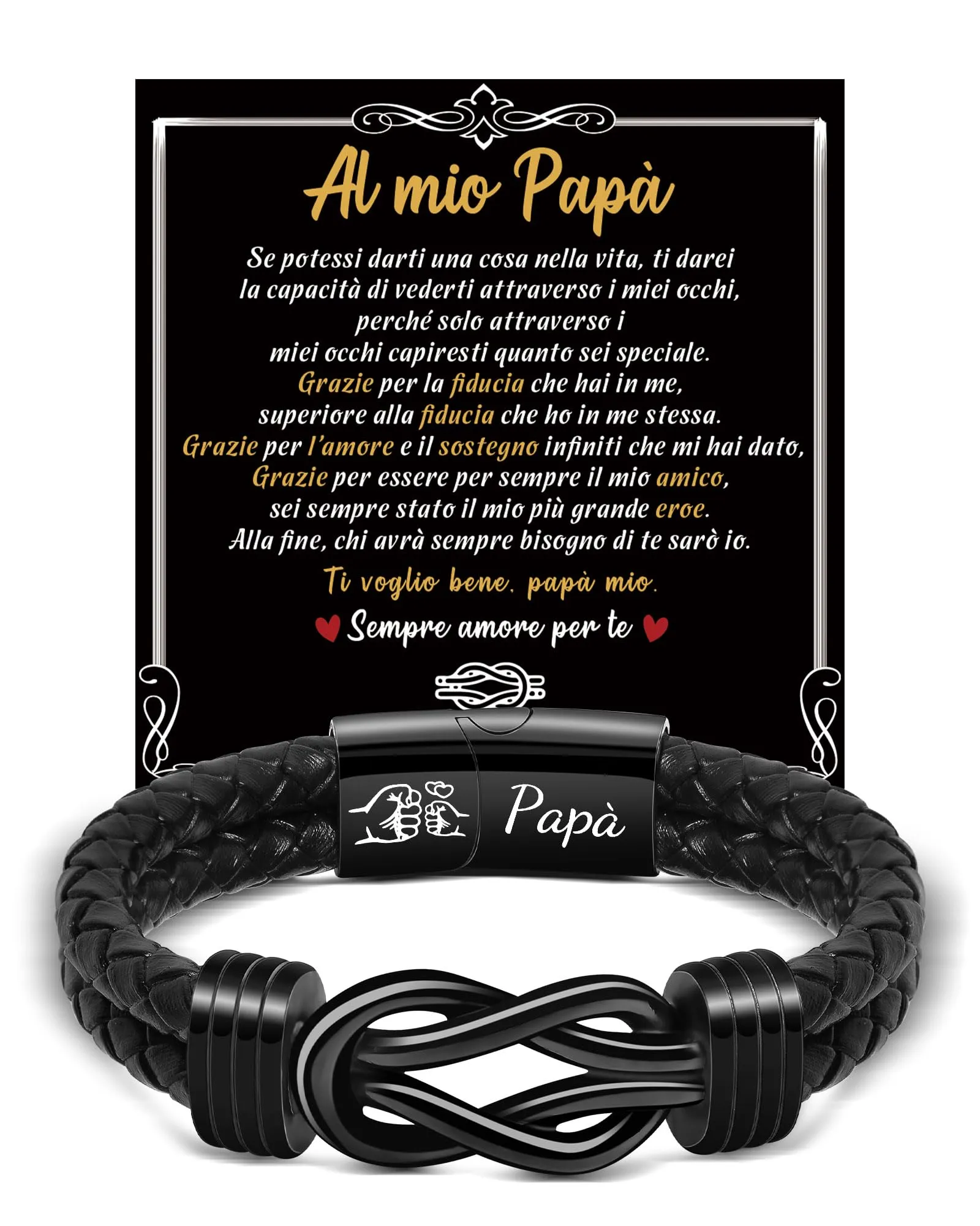 SUNSH Regalo Festa del Papà - Bracciale Festa del Papà Bracciale Uomo - Papa Idee Regalo - Regali Papa Compleanno Natale - immagine 1