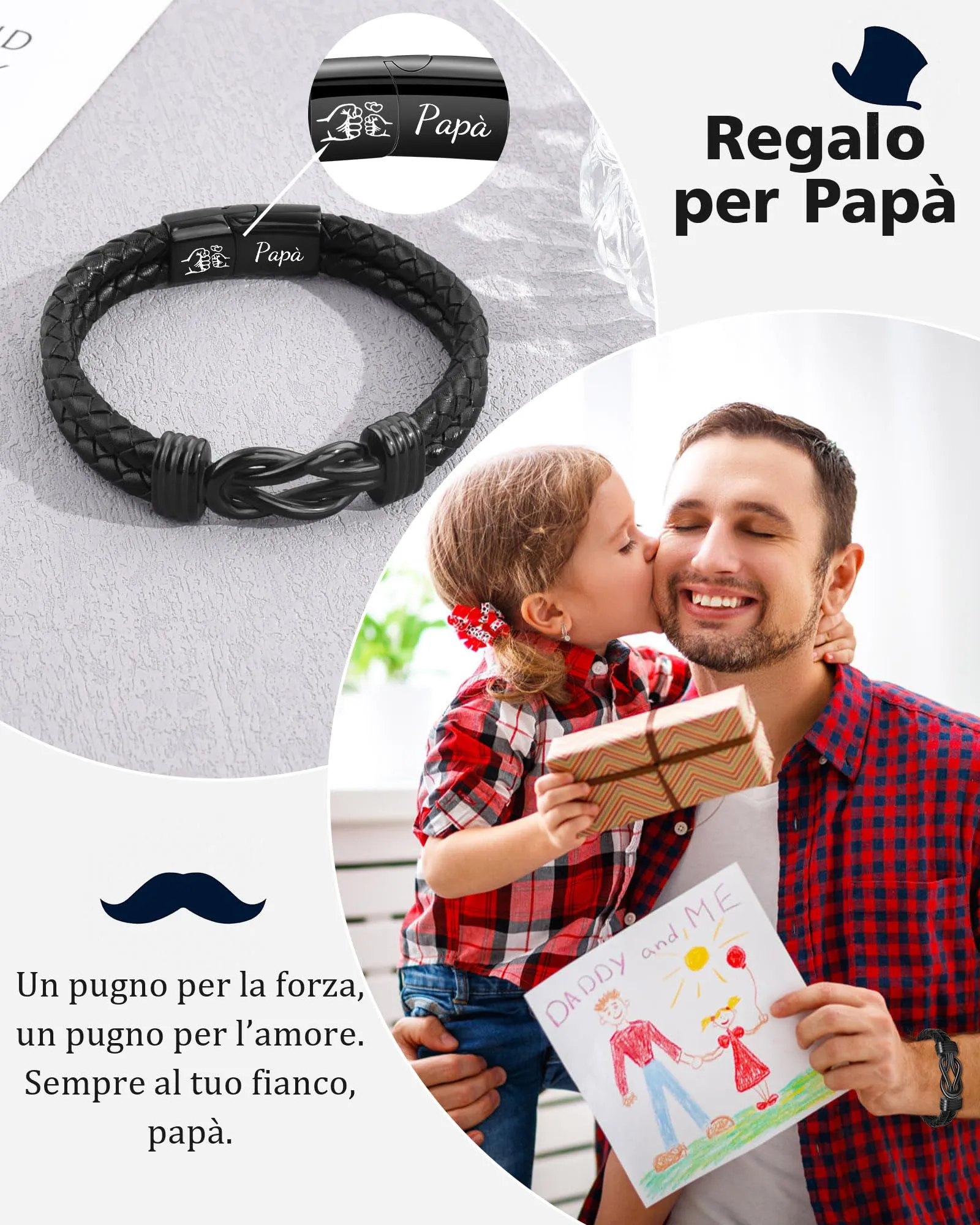 SUNSH Regalo Festa del Papà - Bracciale Festa del Papà Bracciale Uomo - Papa Idee Regalo - Regali Papa Compleanno Natale - immagine 2