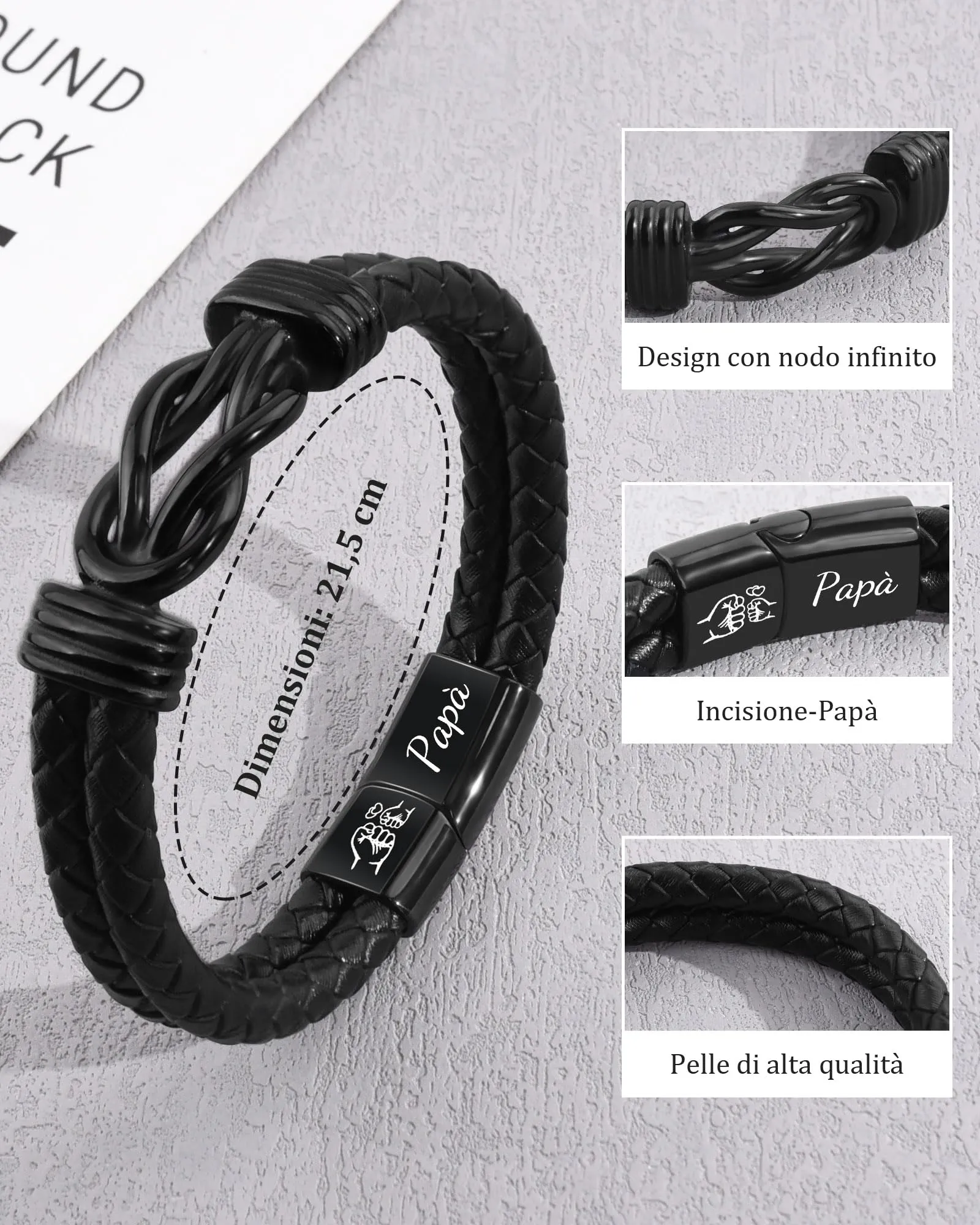 SUNSH Regalo Festa del Papà - Bracciale Festa del Papà Bracciale Uomo - Papa Idee Regalo - Regali Papa Compleanno Natale - immagine 3