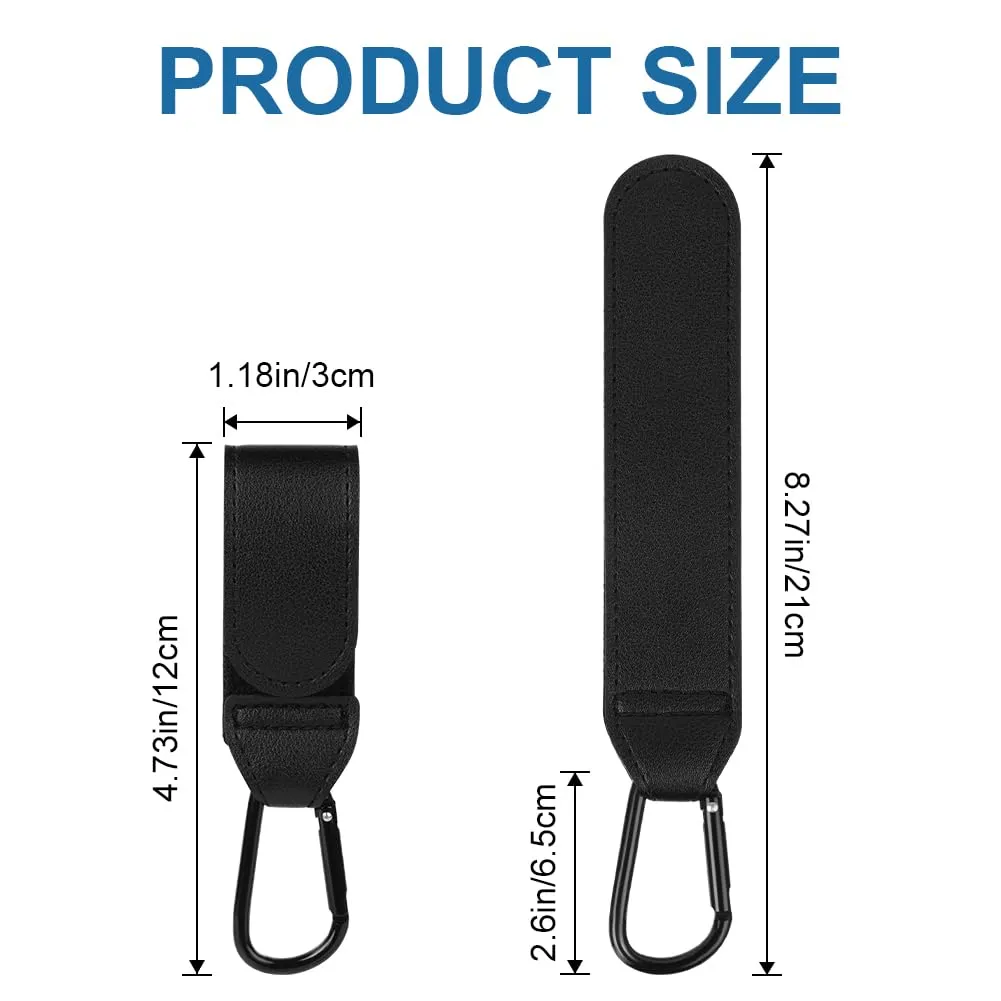 URAQT Ganci Passeggino 2 Pezzi, Nero Ganci per Passeggino Gancio per borsa della spesa, Gancio Passeggino Universale Sicuri Resistenti, Passeggino Accessori in Pelle, Antiscivol, Fino a 5 kg - immagine 3