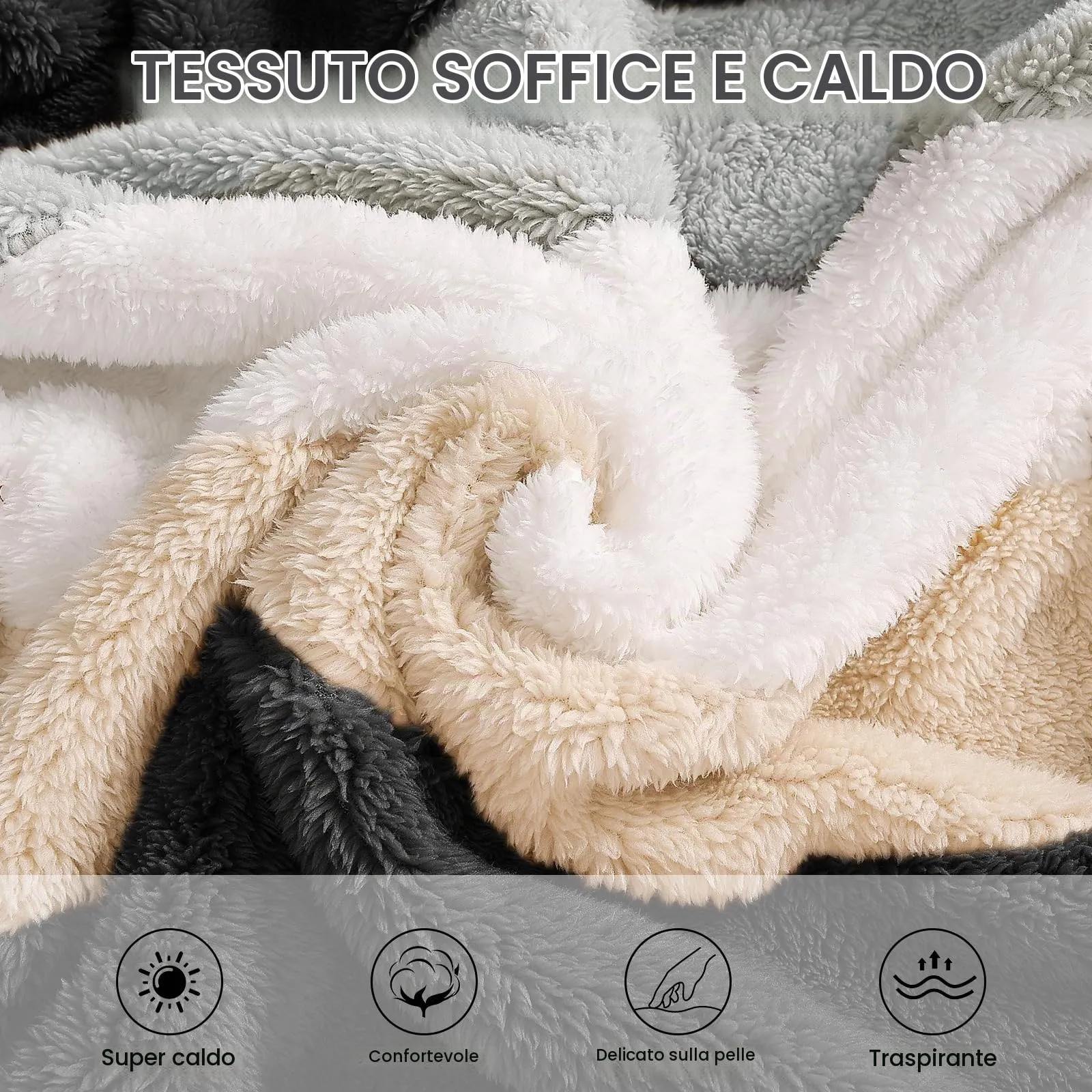CMTOP Felpa Donna con Cappuccio Caldo Felpa in Pile Teddy Autunno Invernali Cappotto Patchwork Peluche Felpa Donna con Zip Outwear Casual Hoodie Giacca con 2 Tasche(Nero, XL) - immagine 4