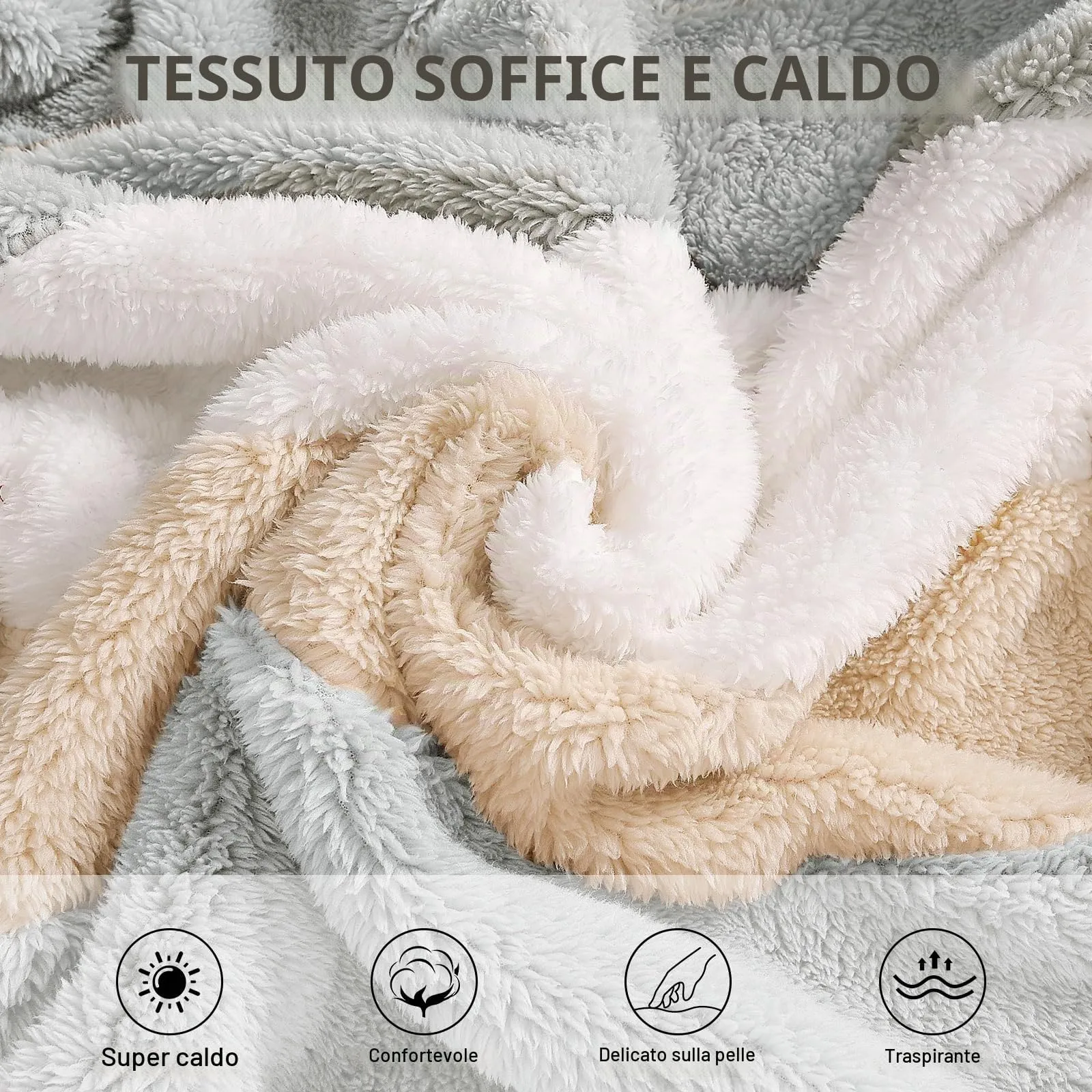 CMTOP Felpa Donna con Cappuccio Caldo Felpa in Pile Teddy Autunno Invernali Cappotto Patchwork Peluche Felpa Donna con Zip Outwear Casual Hoodie Giacca con 2 Tasche(Grigio, L) - immagine 4