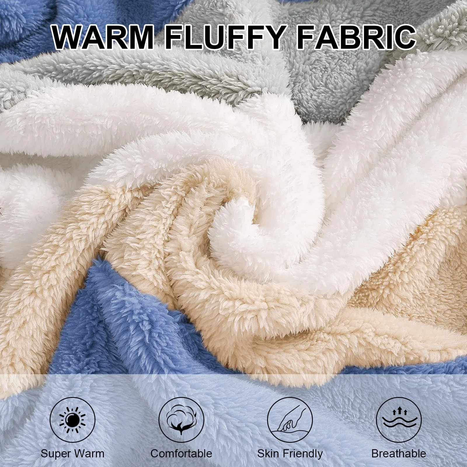 CMTOP Felpa Donna con Cappuccio Caldo Felpa in Pile Teddy Autunno Invernali Cappotto Patchwork Peluche Felpa Donna con Zip Outwear Casual Hoodie Giacca con 2 Tasche(Blu, S) - immagine 4