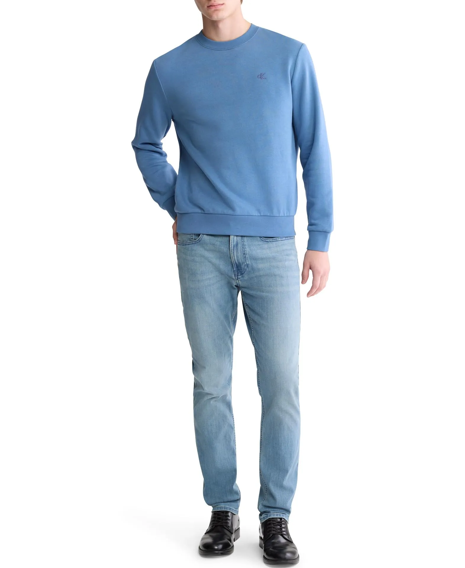 Calvin Klein Felpa da uomo in pile con logo monogramma a vestibilità comoda, M - immagine 3