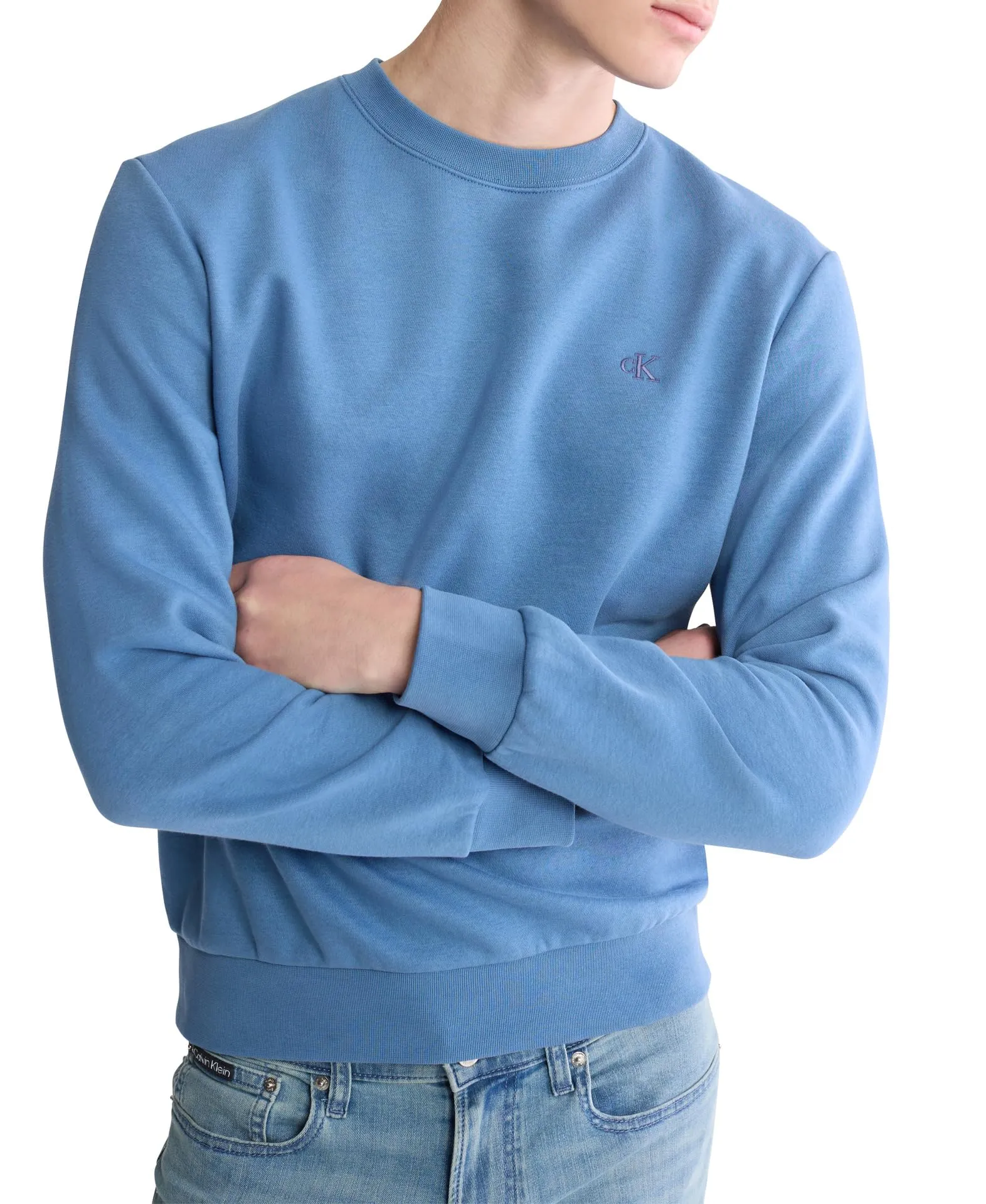Calvin Klein Felpa da uomo in pile con logo monogramma a vestibilità comoda, M - immagine 4