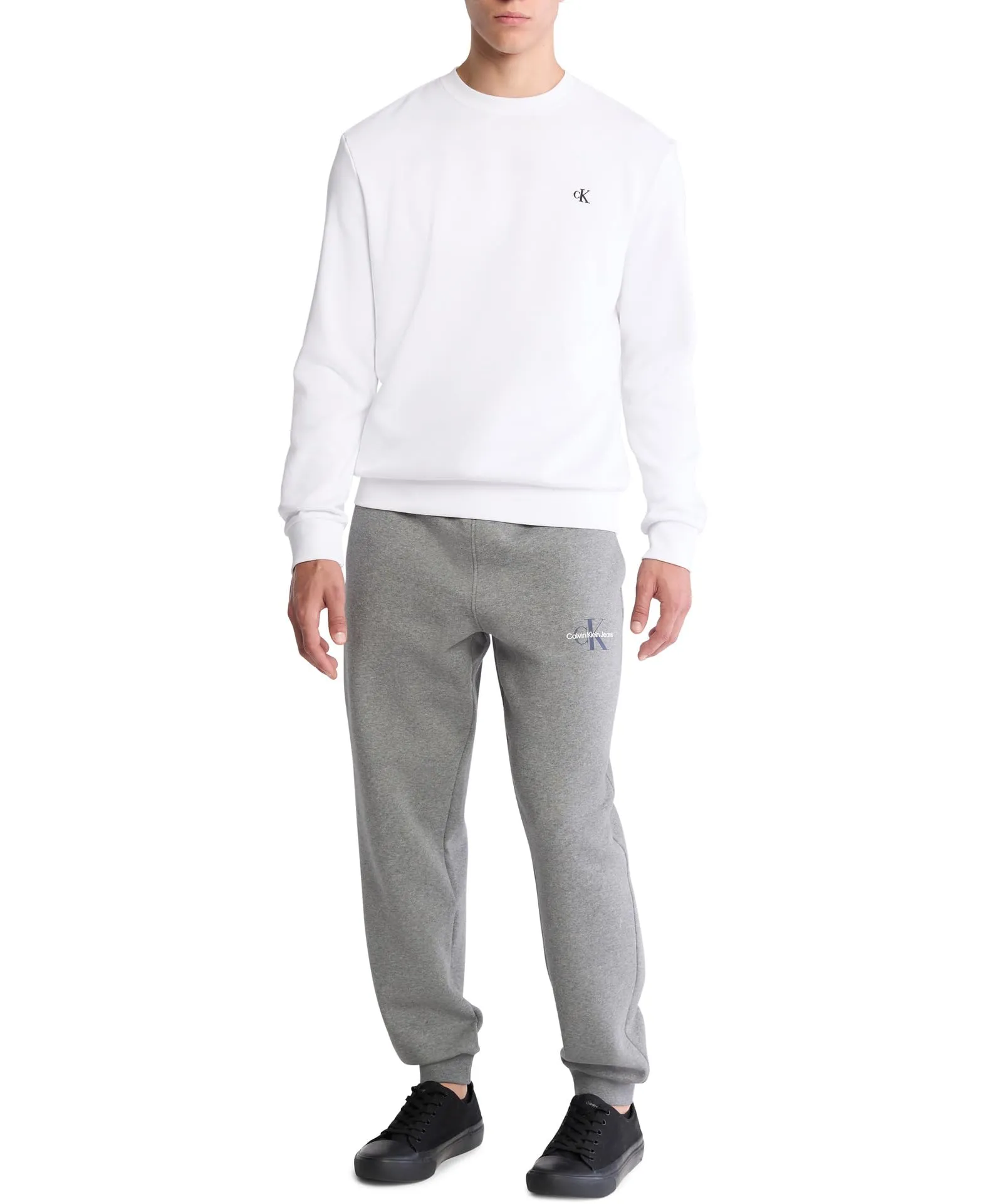 Calvin Klein - Maglione da uomo a girocollo compatto in cotone, bianco (bianco brillante), XL - immagine 3
