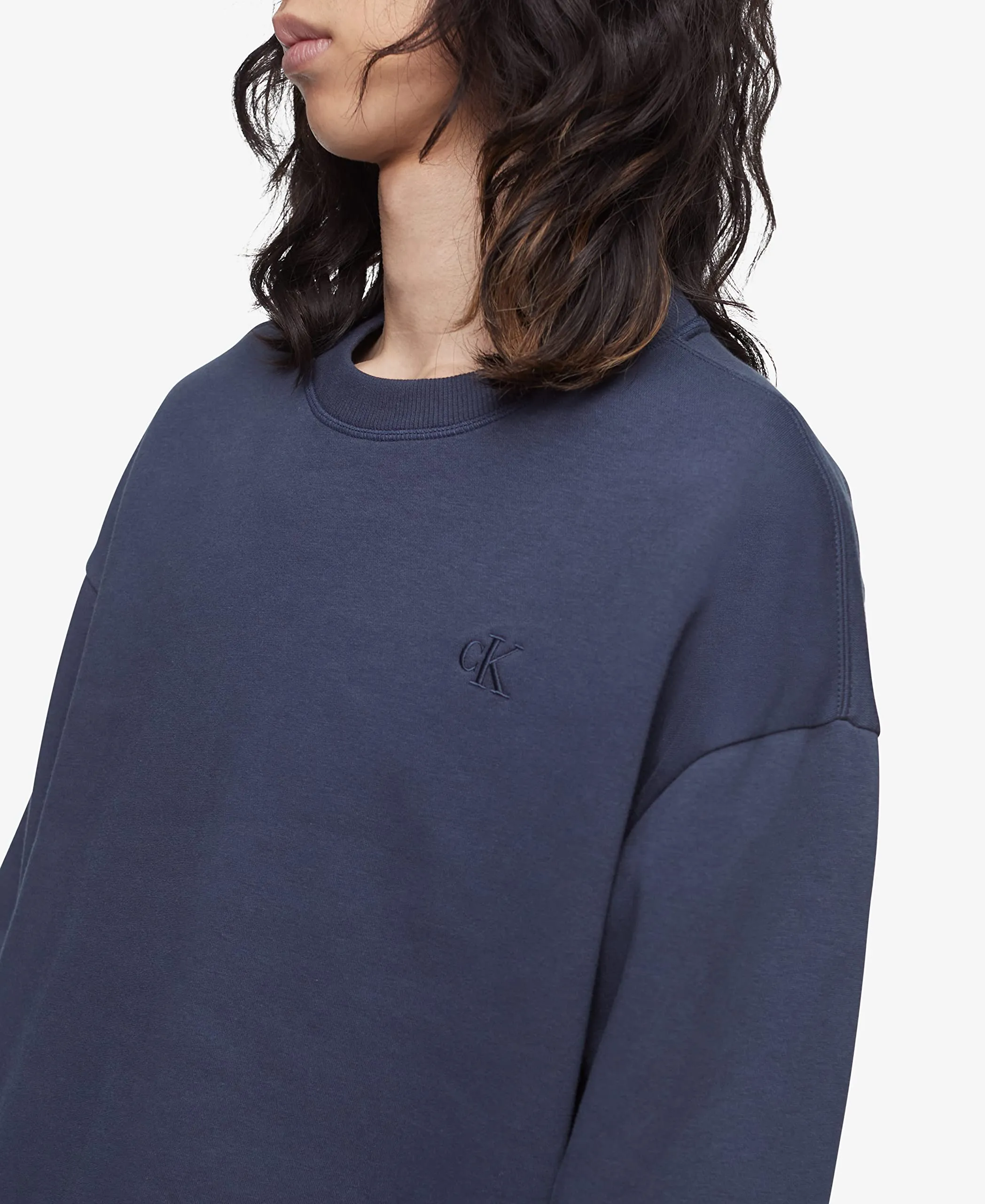 Calvin Klein Felpa in Pile da Uomo con Logo monogramma vestibilità Comoda, Inchiostro, Small - immagine 3