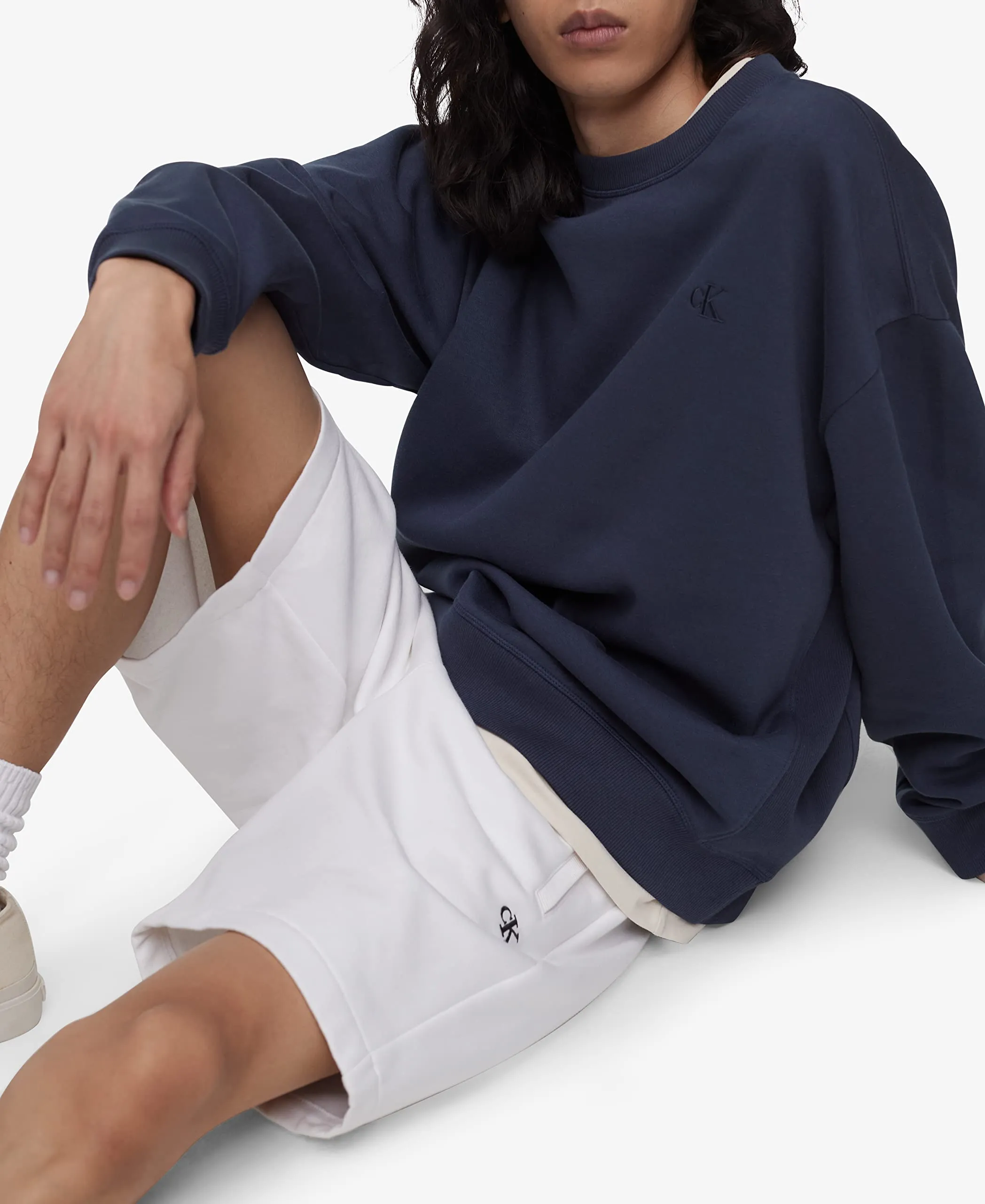 Calvin Klein Felpa in Pile da Uomo con Logo monogramma vestibilità Comoda, Inchiostro, Large - immagine 4