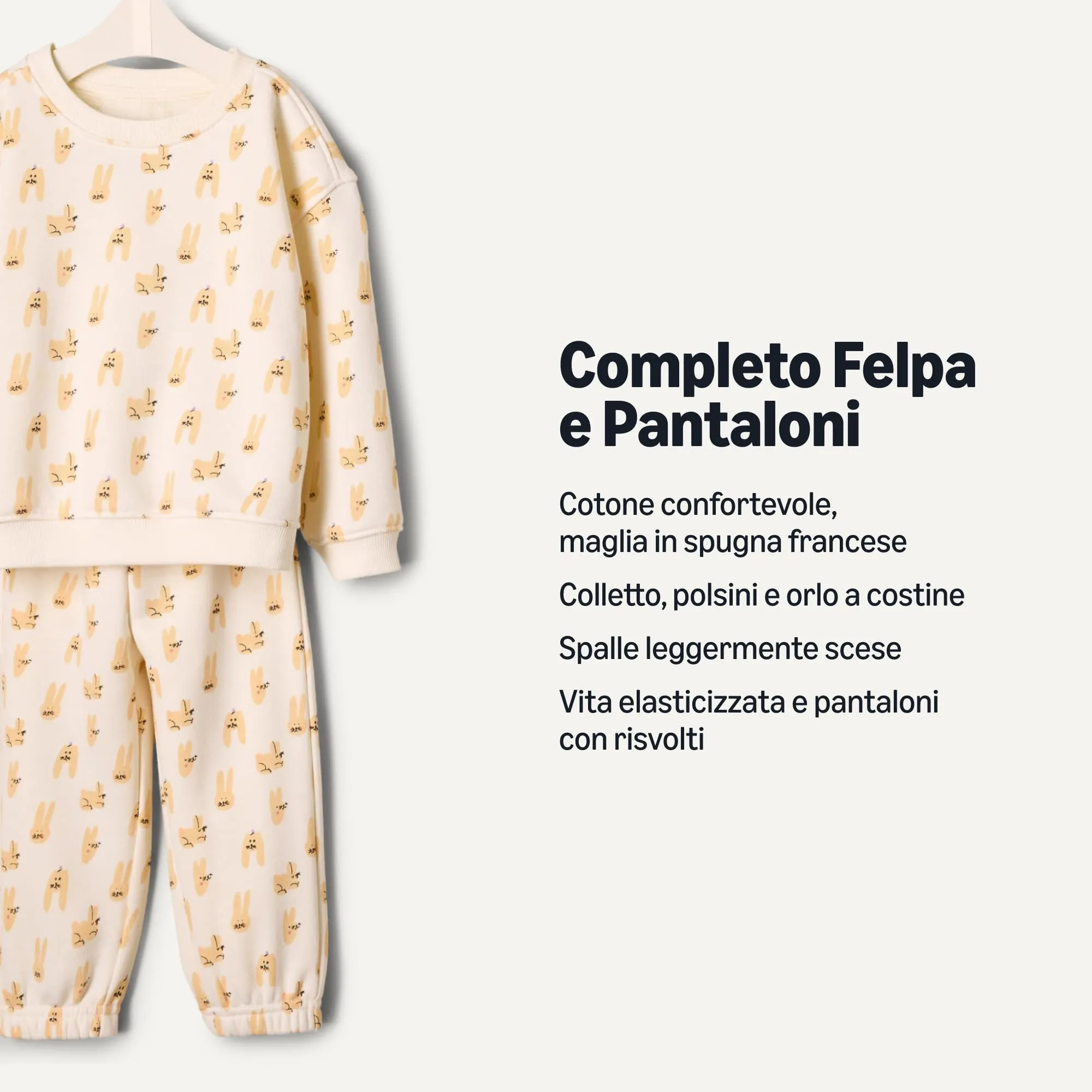 Amazon Essentials x Sofia Grainge Set con Felpa E Pantaloni Sportivi Unisex - Bimbi 0-24, Avorio Grigio Talpa Conigli, 0 Mesi - immagine 2