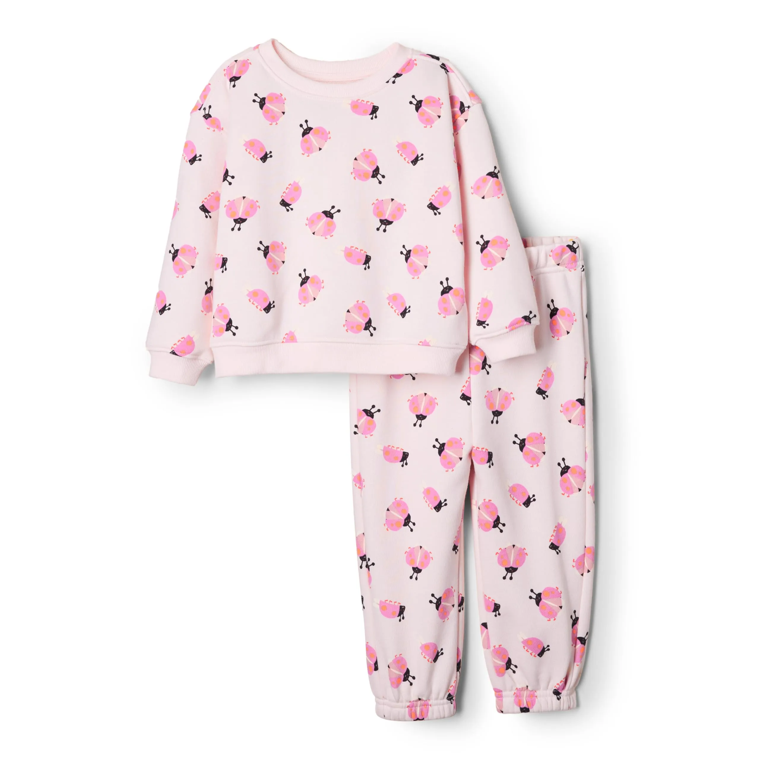 Amazon Essentials x Sofia Grainge Set con Felpa E Pantaloni Sportivi Unisex - Bimbi 0-24, Rosa Pallido Sciame di Coccinelle, 24 Mesi - immagine 1