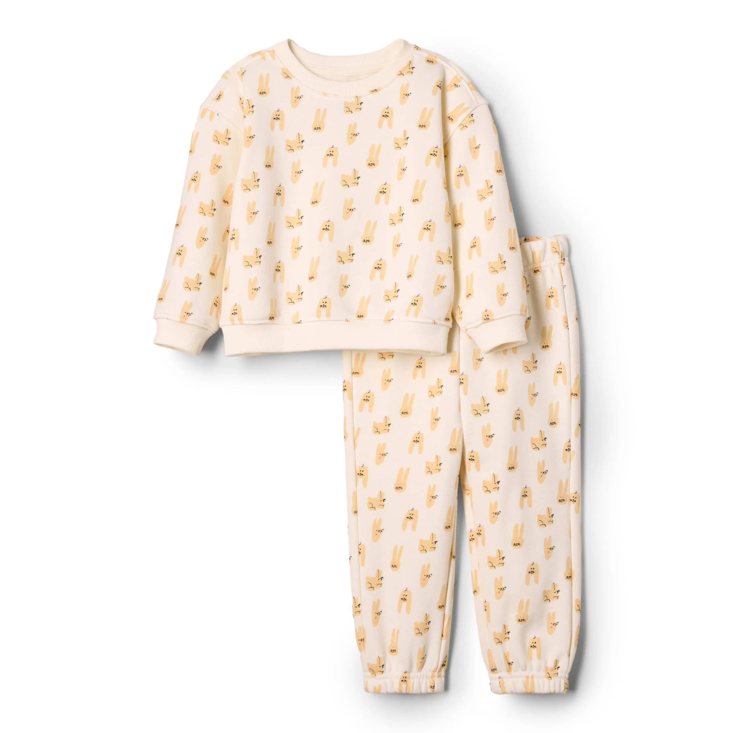 Amazon Essentials x Sofia Grainge Set con Felpa E Pantaloni Sportivi Unisex - Bimbi 0-24, Avorio Grigio Talpa Conigli, 18 Mesi - immagine 1