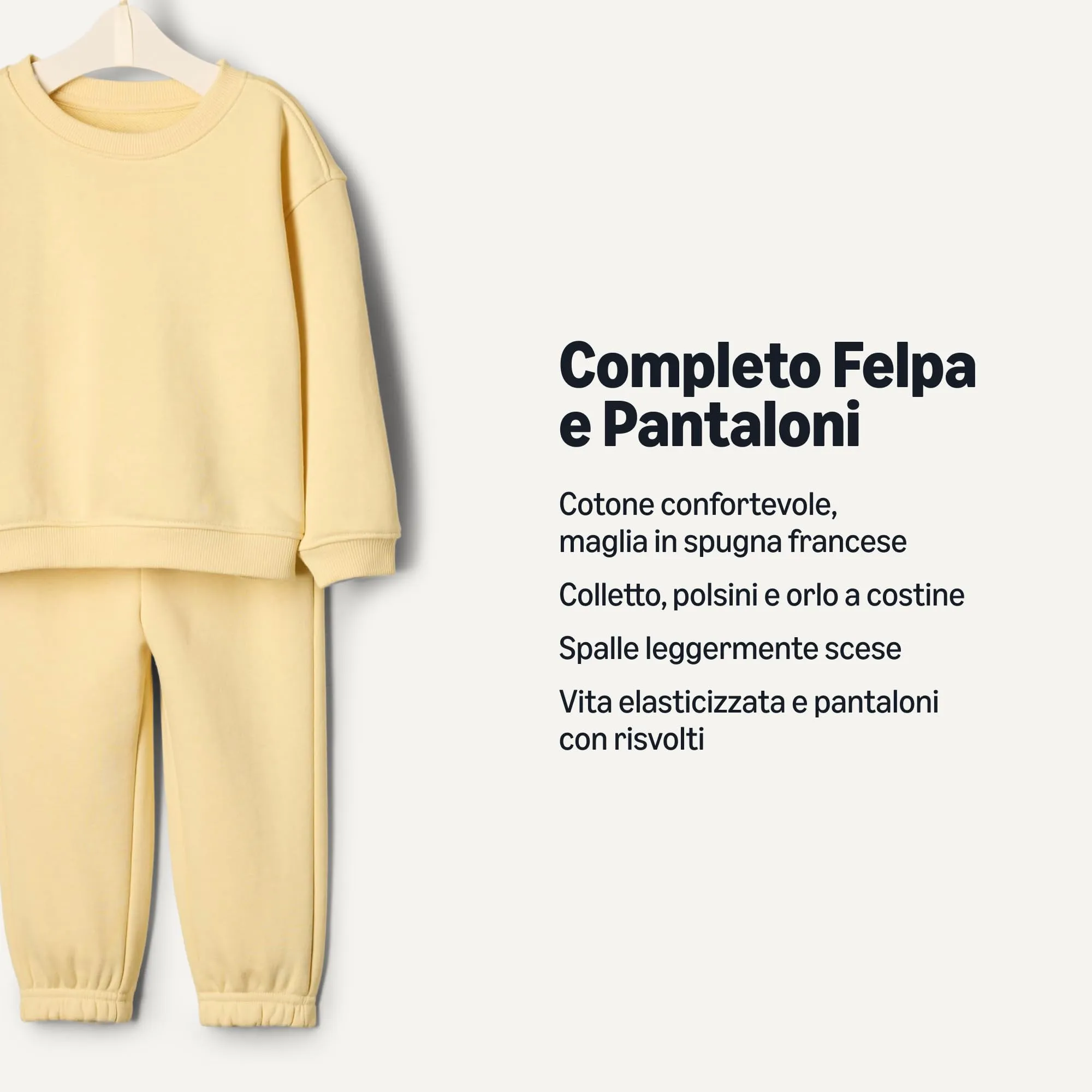 Amazon Essentials x Sofia Grainge Set con Felpa E Pantaloni Sportivi Unisex - Bimbi 0-24, Giallo Burro, 24 Mesi - immagine 2