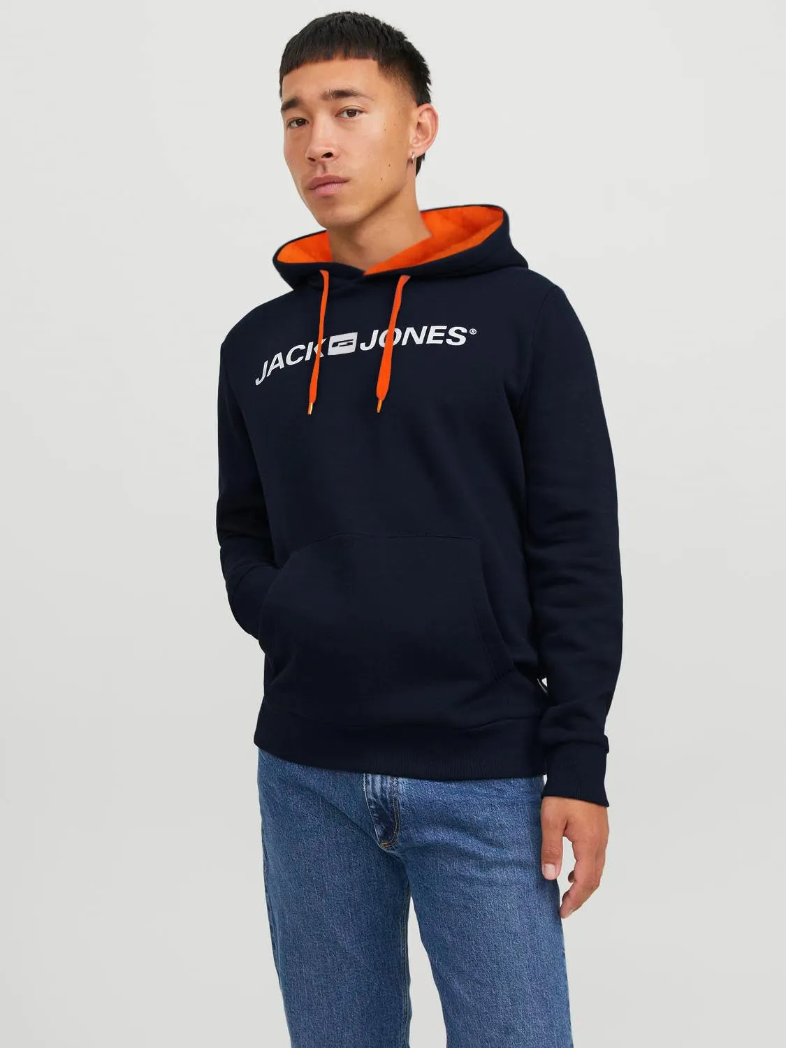 JACK & JONES - Felpa da uomo con cappuccio e logo, M - immagine 2