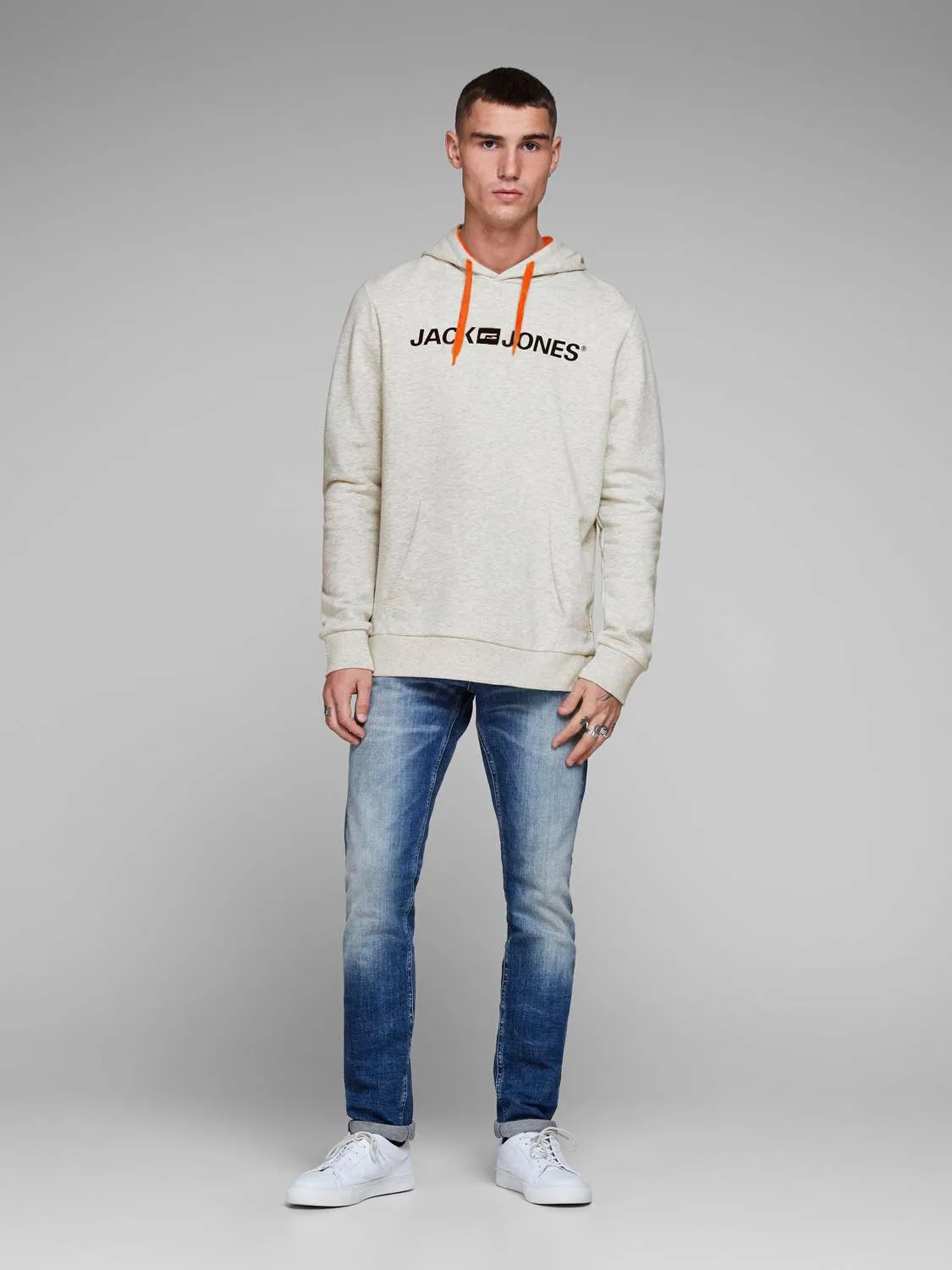 JACK & JONES - Felpa da uomo con cappuccio e logo, 3XL - immagine 3