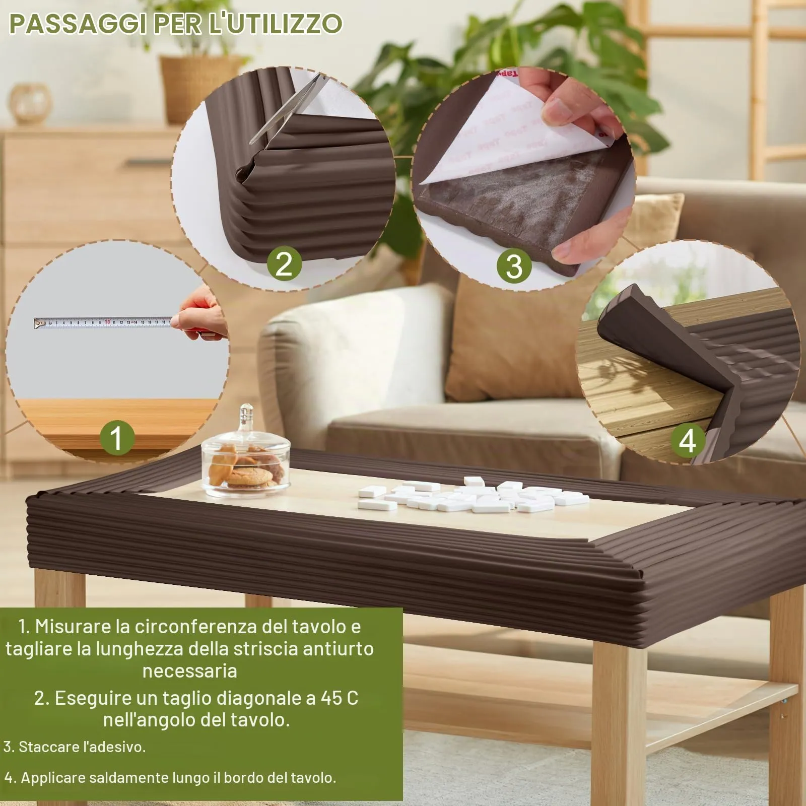 ZLLkeji Paraspigoli Angolari Per Bambini Anti Collisione Sicurezza Paraspigoli Per Vecchio Schiuma Adesiva Anti Collisione Extra Spesso Bordi Protezione Protezione Scrivania Computer Mobili Marrone - immagine 5