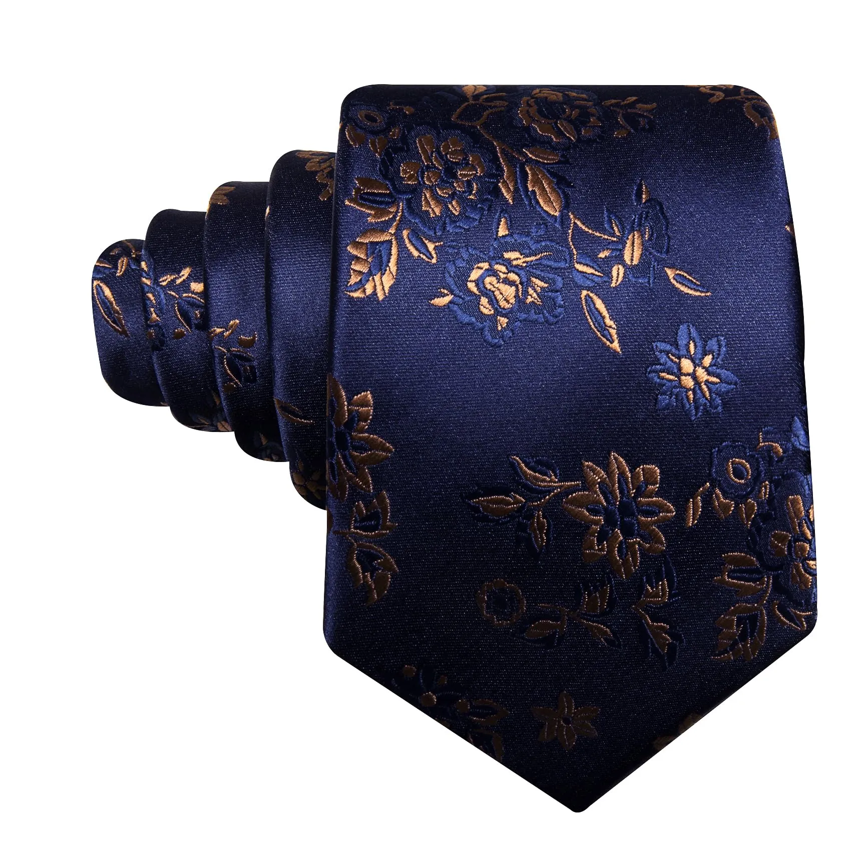 Barry.Wang - Set da uomo con cravatte floreali, fazzoletto da tasca quadrato, gemelli, clip, cravatte classiche in seta da uomo, 4 pezzi, per matrimonio, festa, affari, Taglia unica - immagine 3