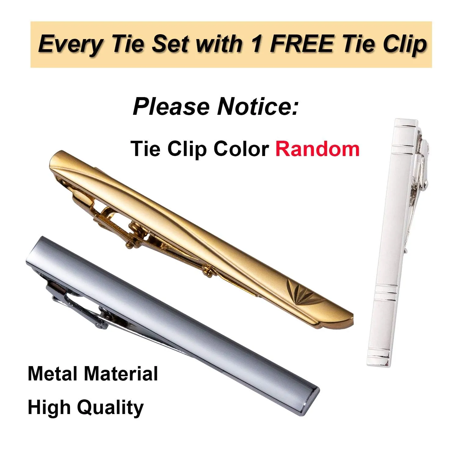 Barry.Wang - Set da uomo con cravatte floreali, fazzoletto da tasca quadrato, gemelli, clip, cravatte classiche in seta da uomo, 4 pezzi, per matrimonio, festa, affari, Taglia unica - immagine 7