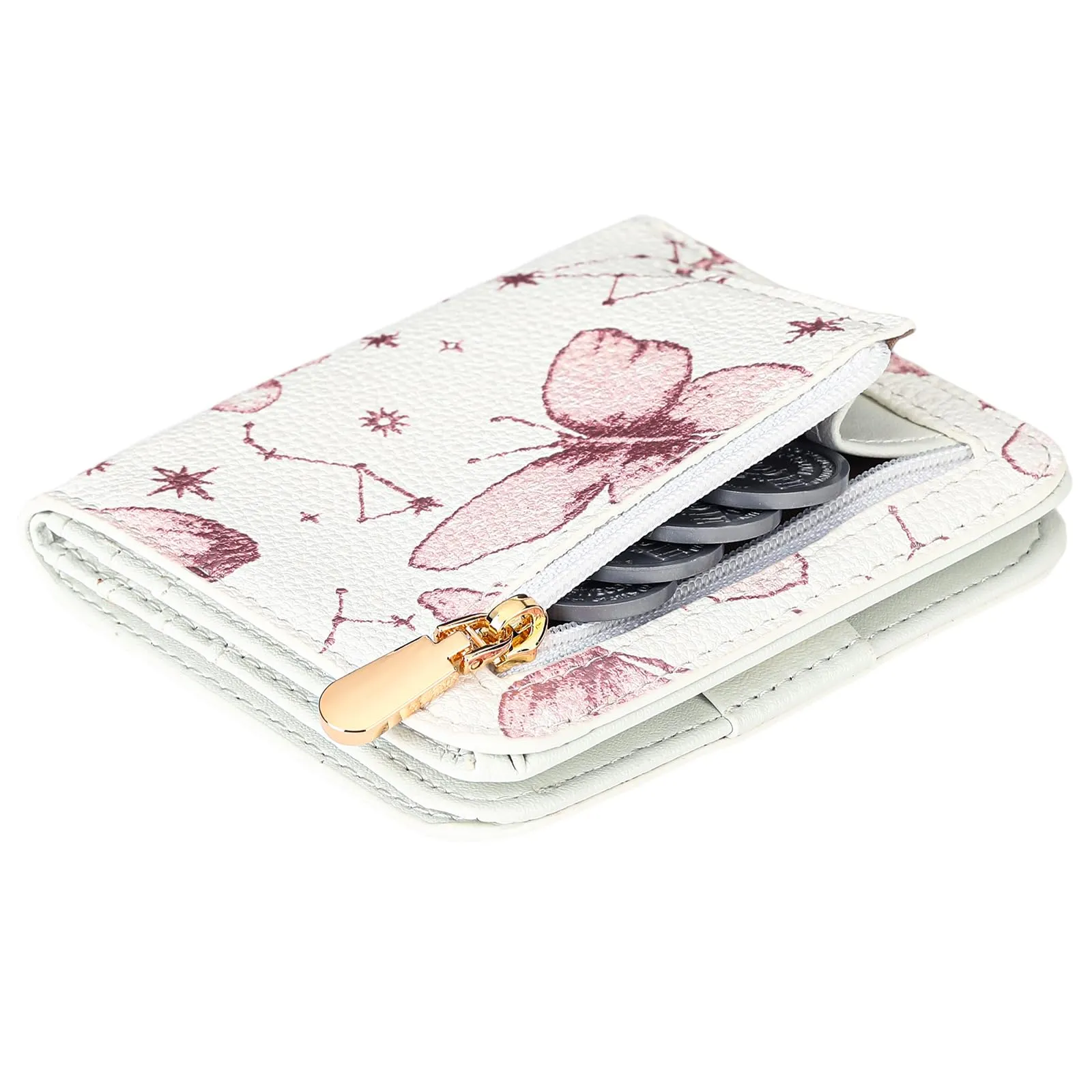 GAEKEAO Portafoglio da Donna in pelle, Portafogli Donna Piccoli con cerniere blocco RFID Portamonete, 7 Scomparti per Carte con 1 Finestra di Identificazione e 1 Tasca con Cerniera - immagine 3
