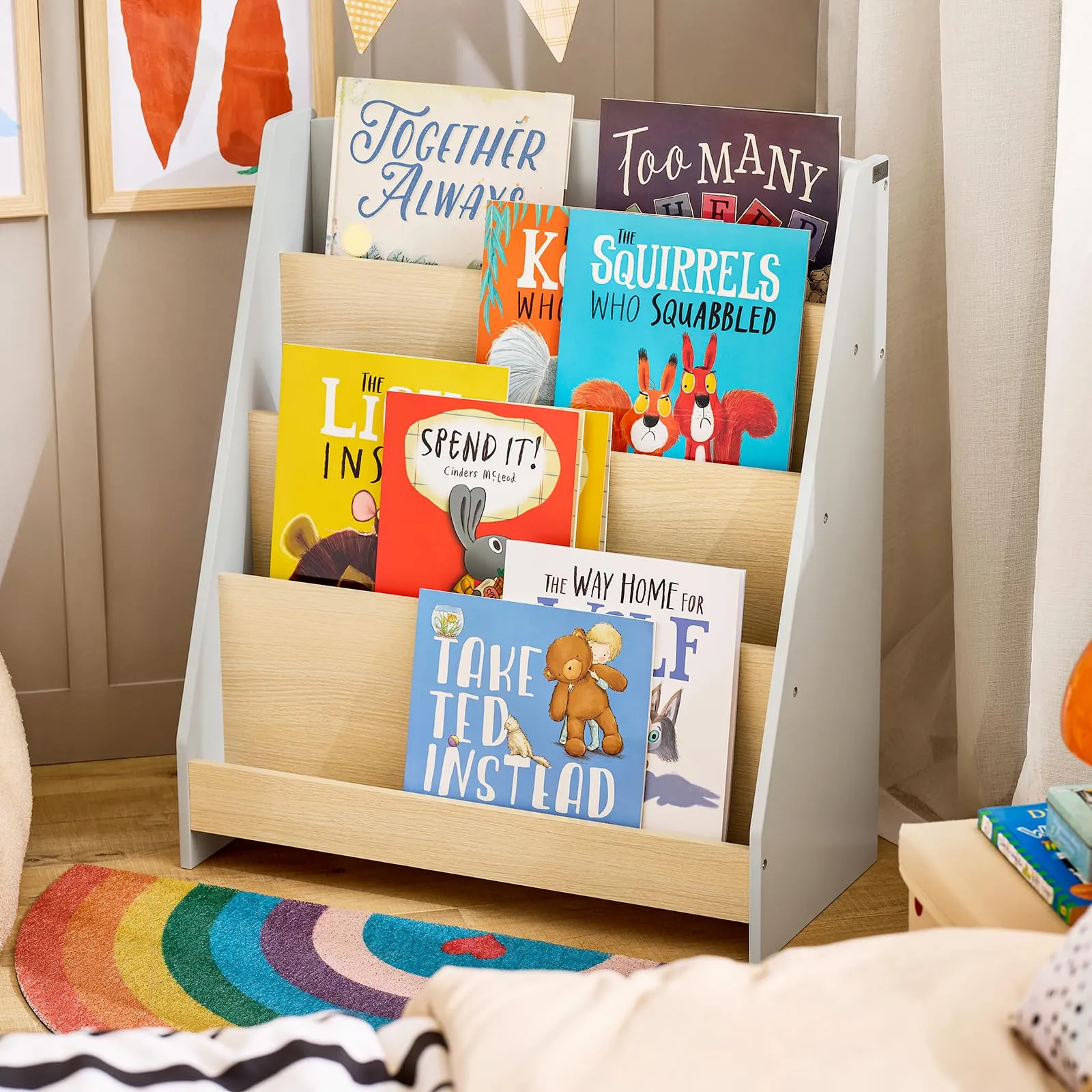 SoBuy Libreria Montessoriana per Bambini a 4 Ripiani 61x30x71cm Cameretta - immagine 3