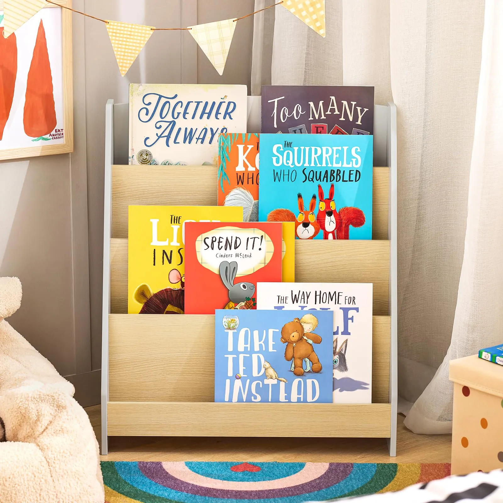 SoBuy Libreria Montessoriana per Bambini a 4 Ripiani 61x30x71cm Cameretta - immagine 9