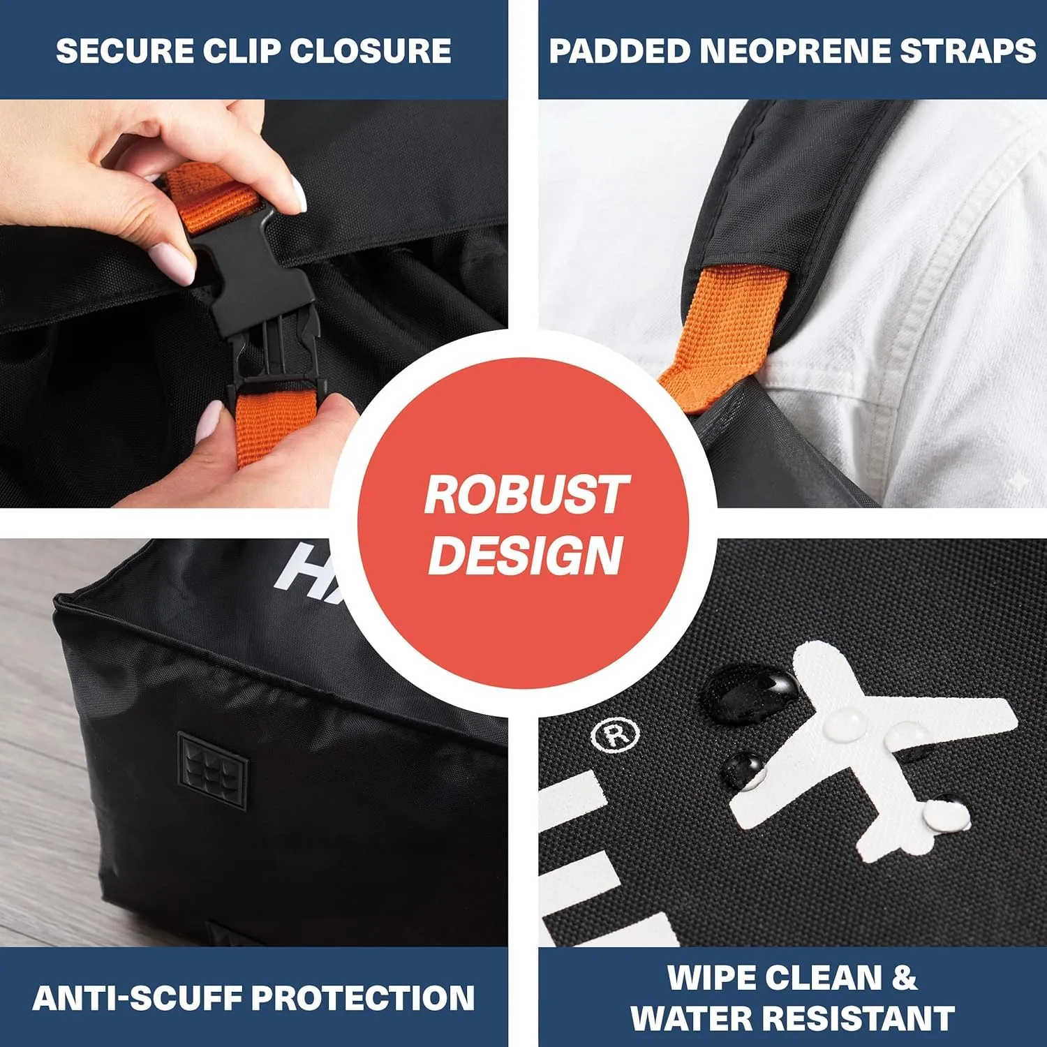 Bramble - Borsa da Trasporto Passeggino per Aereo Gate Check - Nylon Balistico Idrorepellente con Spallacci Neoprene, Sacca & Finestra ID - 90 x 60 x 35 cm (Nero) - immagine 6