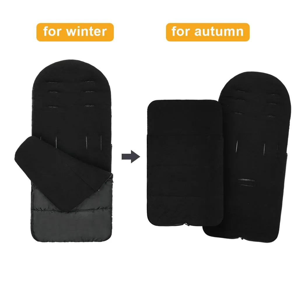 Vicloon Coprigambe Passeggino, Sacco Termico Passeggino Universale, Fodera in Pile Polare, Sacco Passeggino Invernale con Cerniera, Impermeabile, Antivento, Lavabile in Lavatrice(Nero) - immagine 7