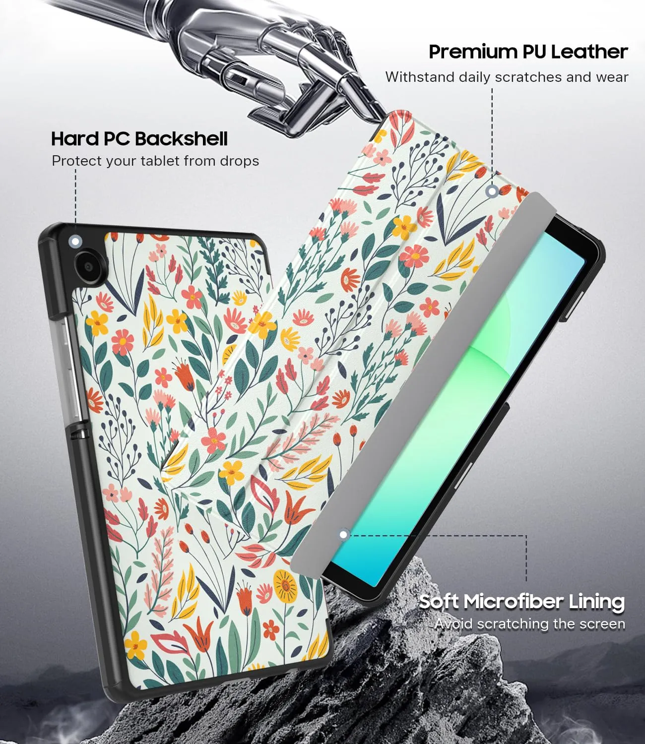 TiMOVO Cover per Samsung Galaxy Tab A11/A9 8,7 Pollici, Fiori - immagine 4