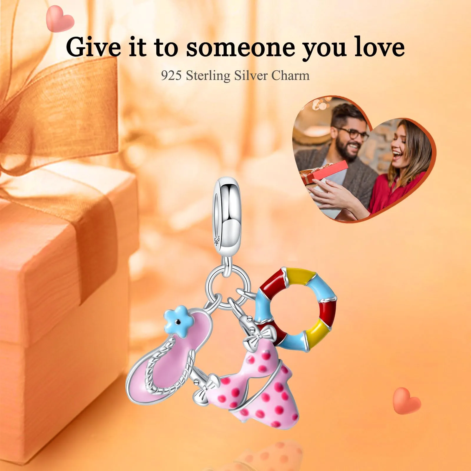 Rimgoris 925 Charm In Argento Sterling Per Le Donne Bracciali Collana Pantofole Bikini Anello Di Nuoto San Valentino Regalo Per La Festa Della Mamma Charms Per Le Donne - immagine 2