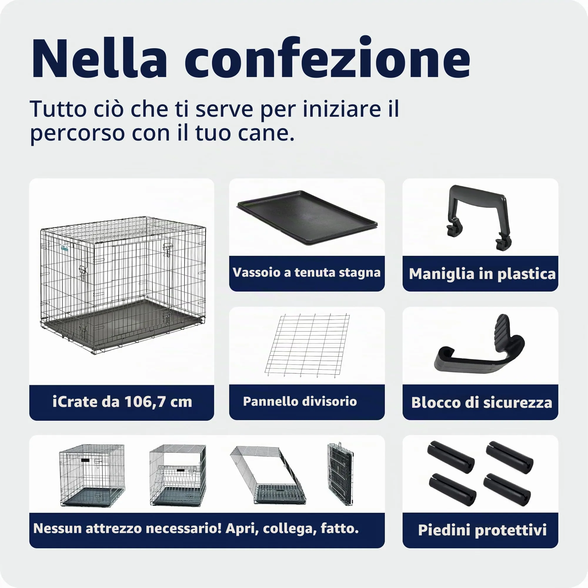 MidWest Homes for Pets Gabbia per cani iCrate a 2 porte lunga 106,68, dotata di vaschetta a tenuta stagna, piedini protettivi, pannello divisorio e caratteristiche brevettate, nero, mod. 1542DDU - immagine 8