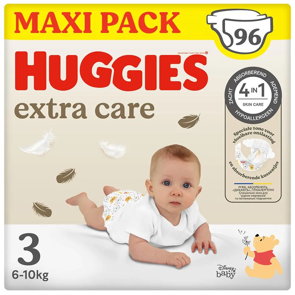 Huggies Extra Care, Pannolini Taglia 3 (6-10 Kg) Pacco Mega, 96 Pz - immagine 1