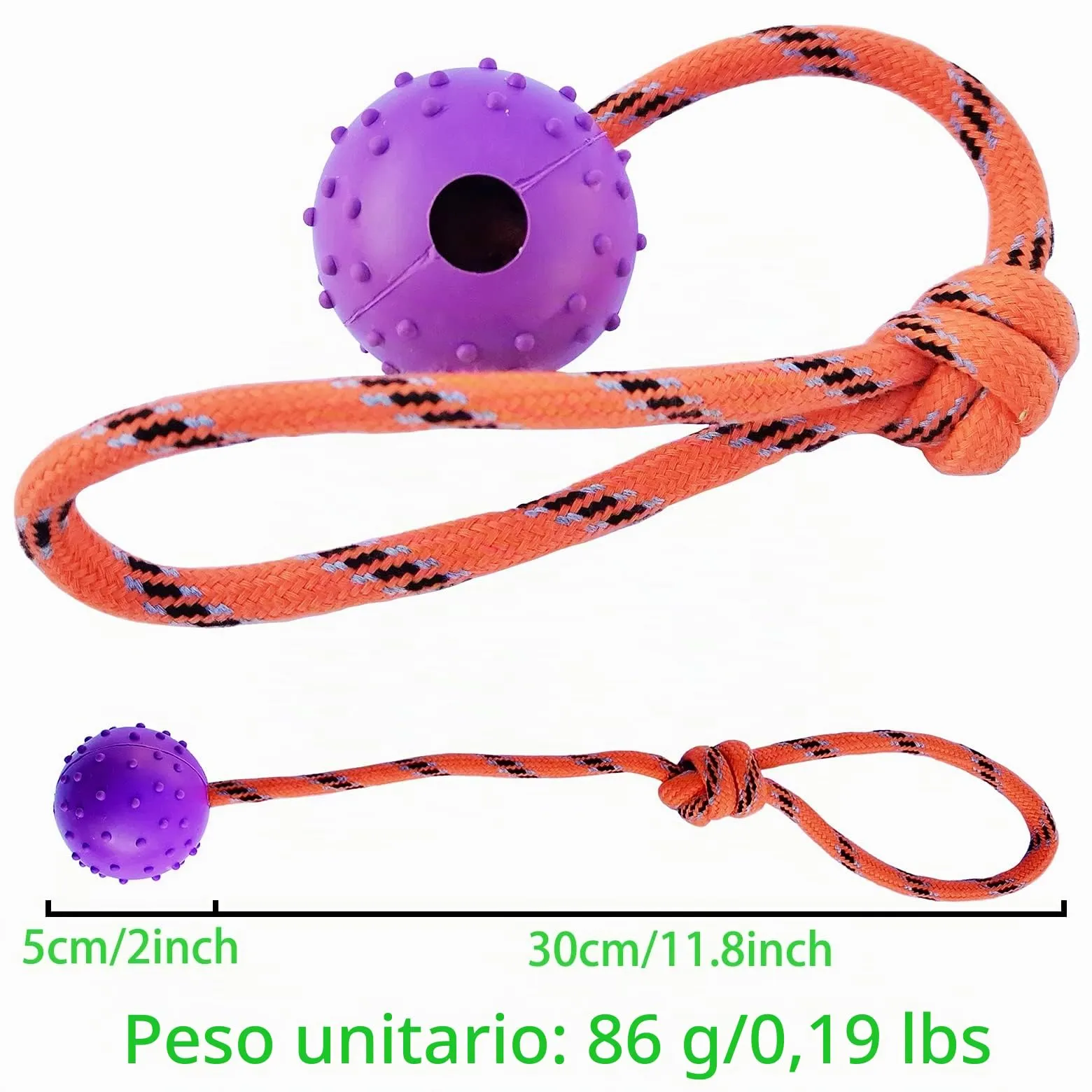 MMSGA Palla per Cane Con Corda - Addestramento Cani e Catti, Cava in Gomma Naturale Per Catturare - immagine 2