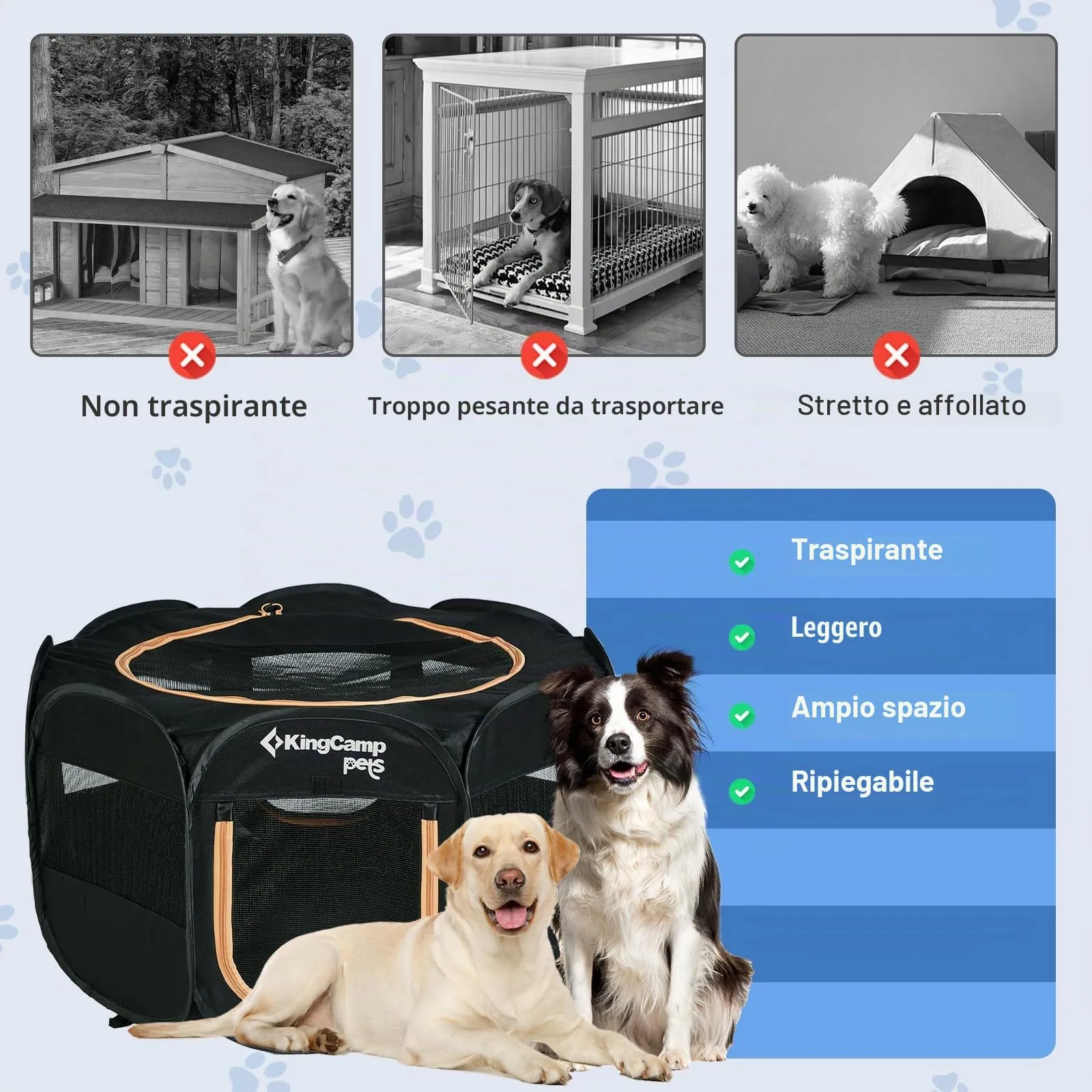 KingCamp Recinto per Cuccioli Pieghevole 91 cm, Box per Cani di Media,M - immagine 4